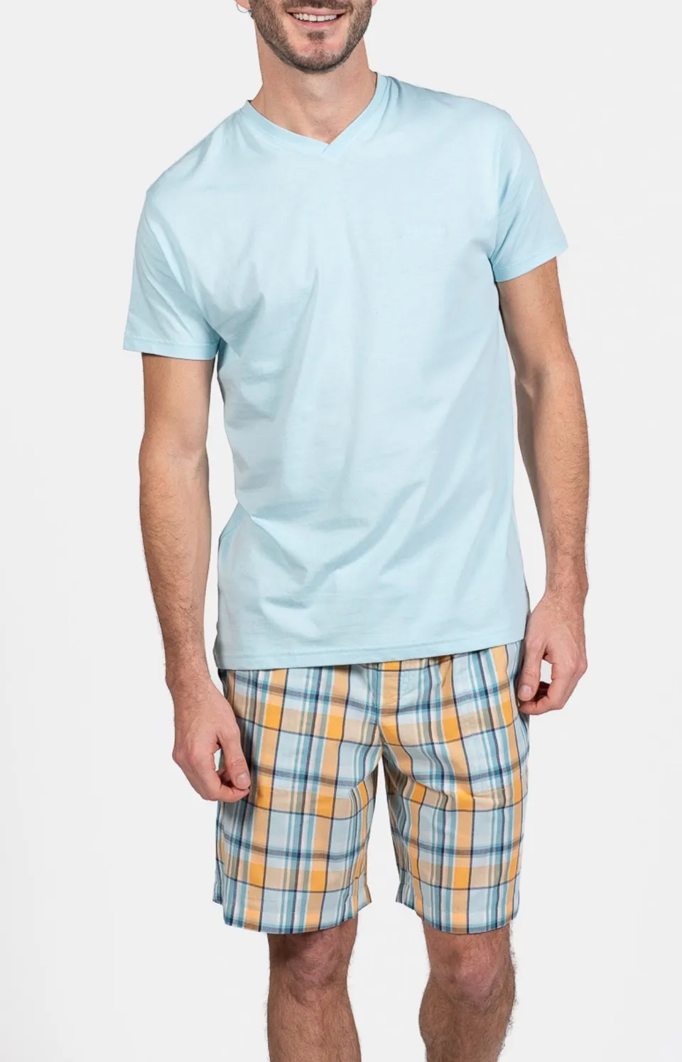 arthur-bob-joho-pyjashort-homme-coton-jaune image 1