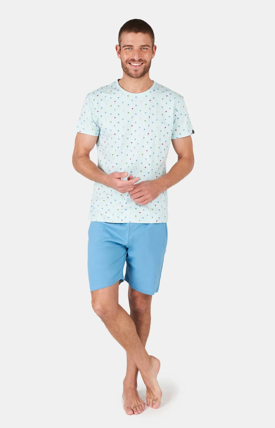 arthur-bob-palmier-pyjashort-coton-bio-ciel-col-rond image 1