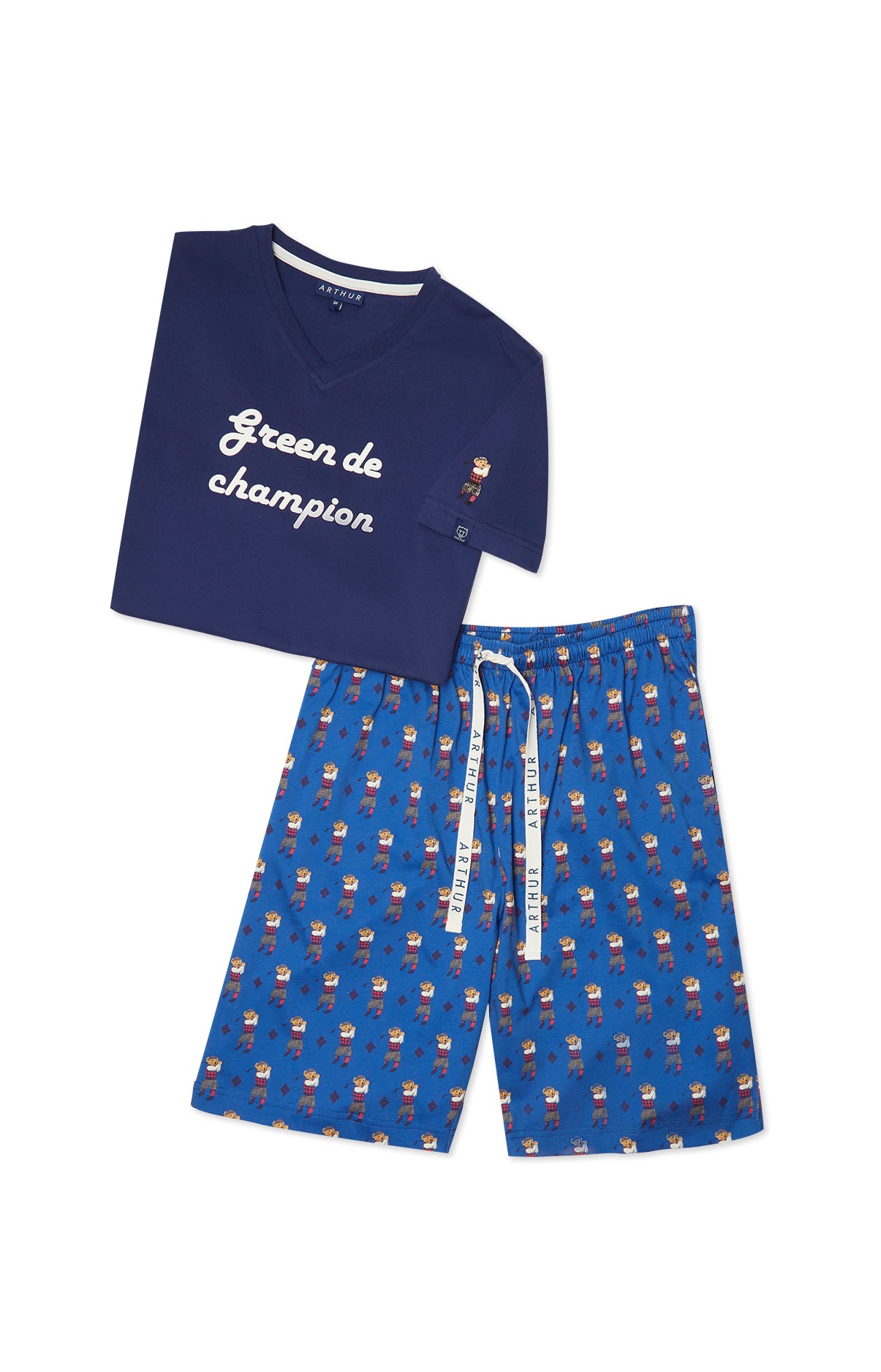 arthur-bob-green-de-champion-pyjashort-homme-roi-coton-bio image 3