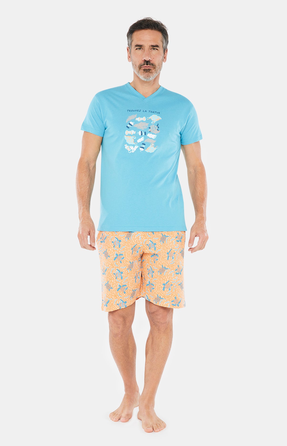 arthur-bob-tortue-pyjashort-coton-orange image 1