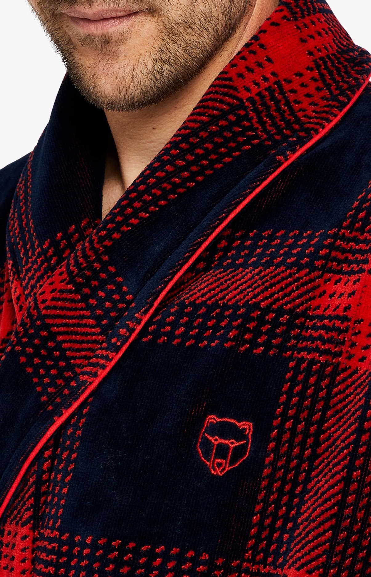 arthur-bob-on-fire-peignoir-homme-rouge-velours-coton image 2