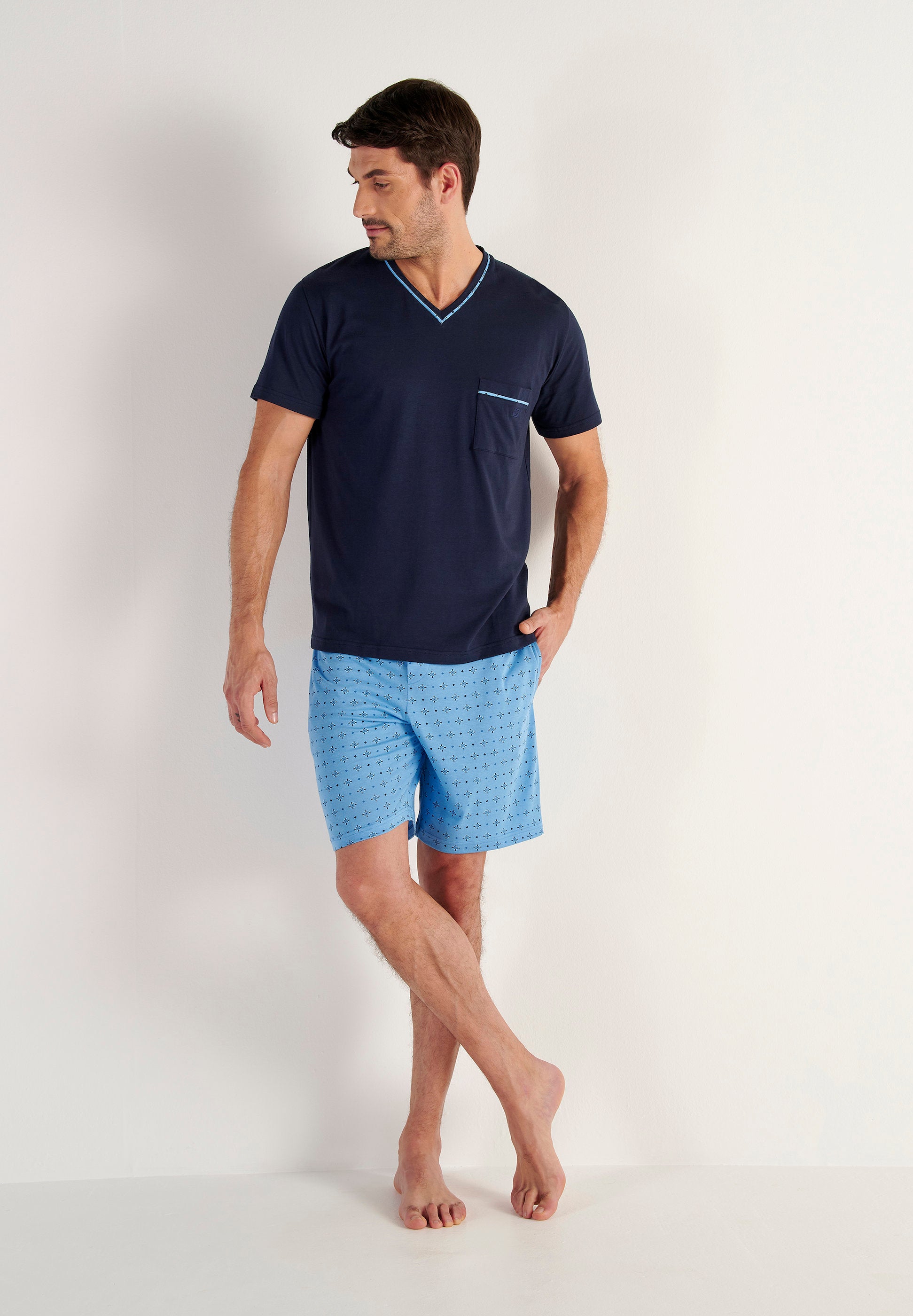 hom-alan-pyjama-court-homme-bleu-imprim-modal image 4