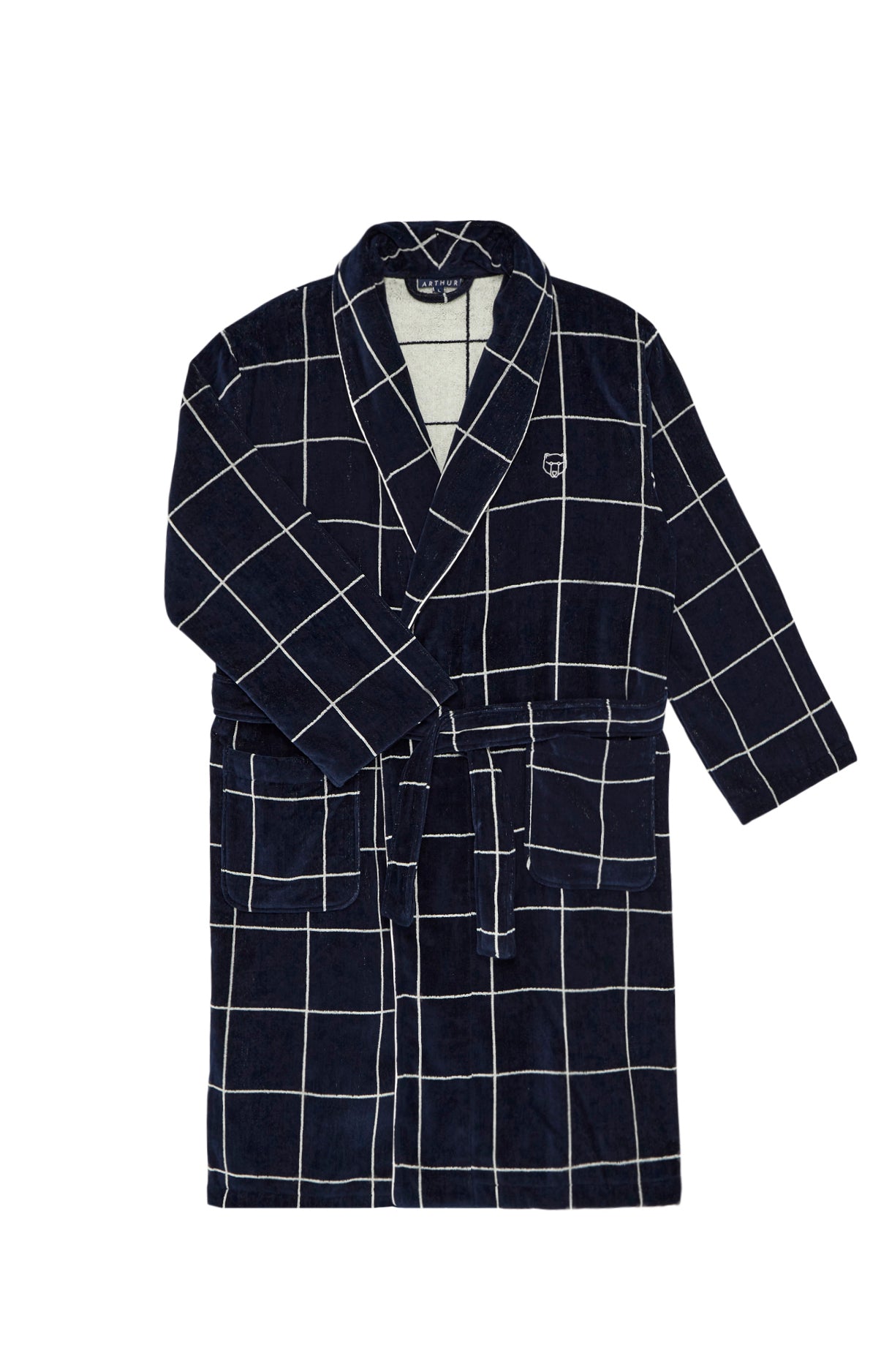 arthur-bob-lewis-peignoir-velours-coton-marine-taille-l image 3