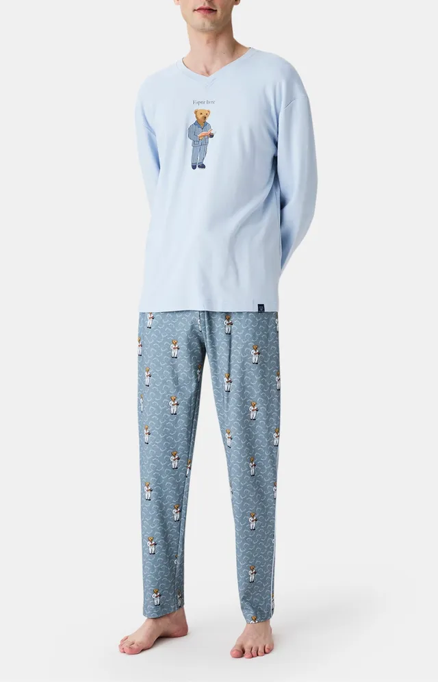 arthur-bob-esprit-livre-pyjama-homme-gris-coton-bio-s-xxl image 1