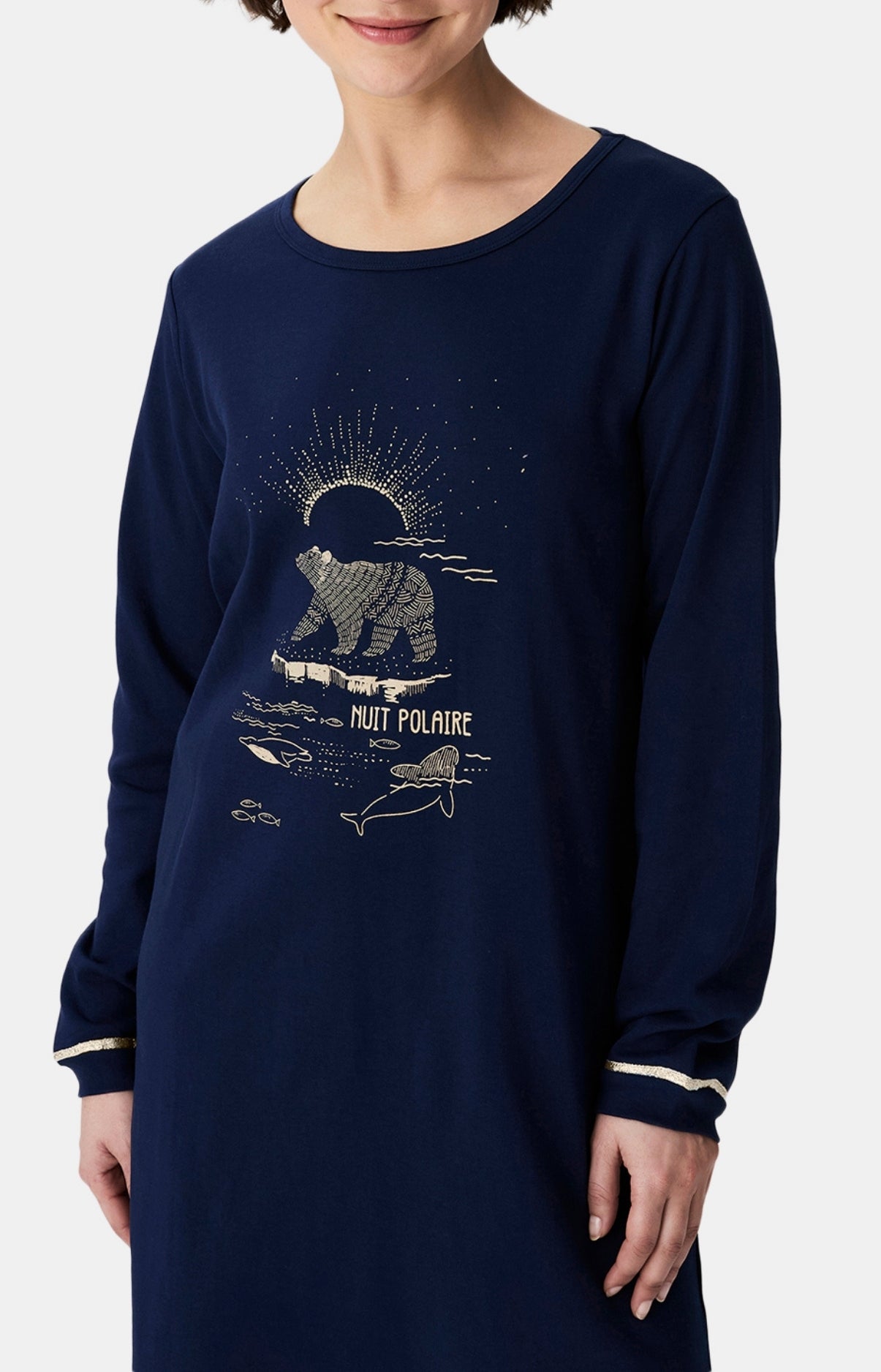 arthur-bob-nuit-polaire-chemise-de-nuit-coton-bio-marine image 2