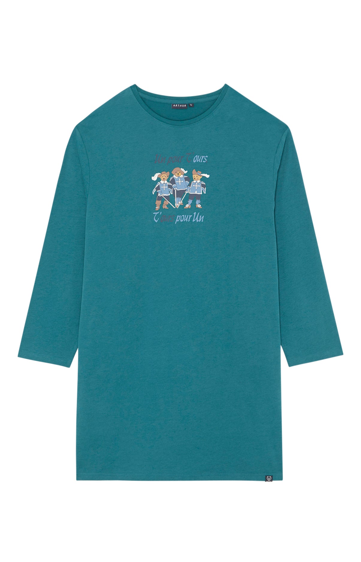 arthur-bob-teddy-mousquetaires-maxi-tee-shirt-vert-coton-bio image 3