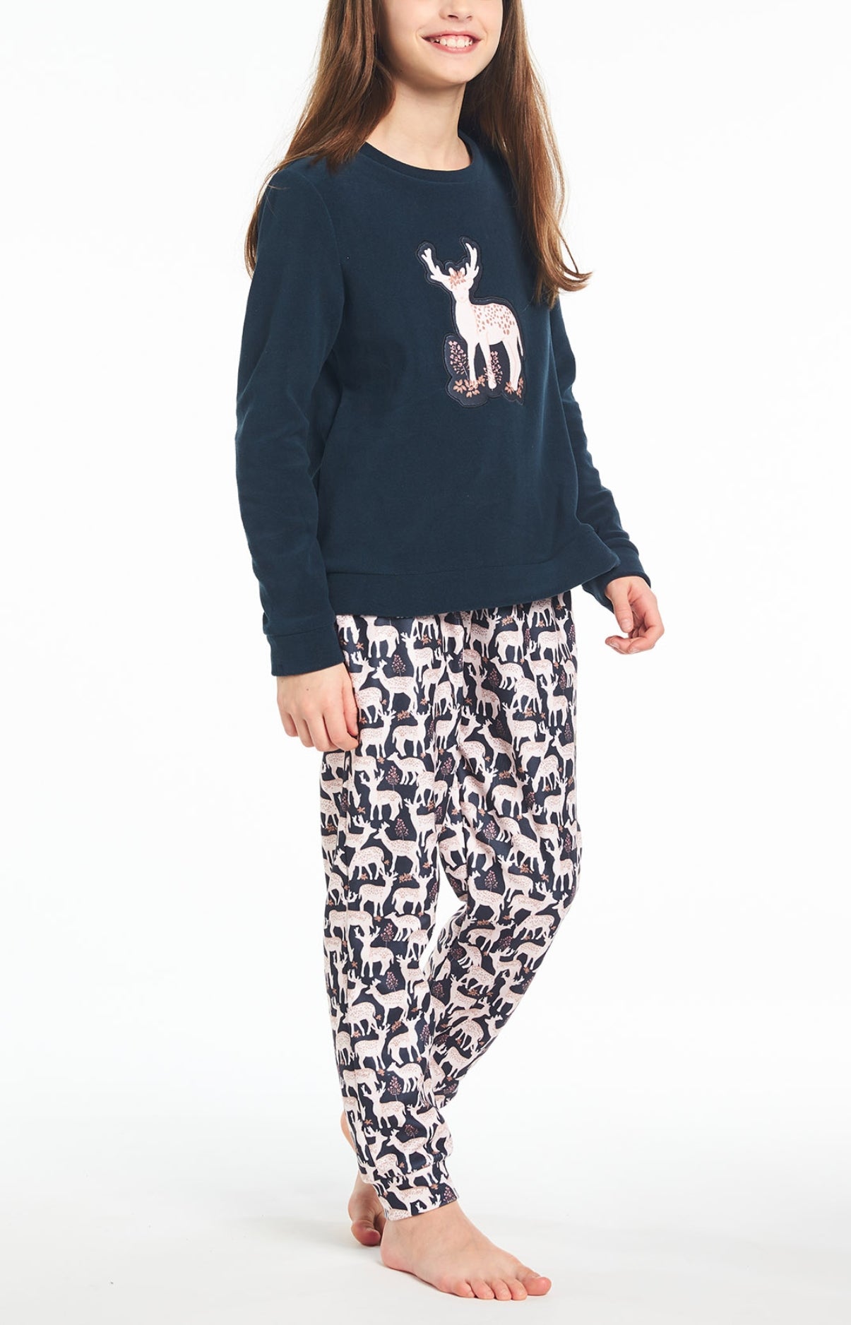 arthur-bob-biche-pyjama-fille-marine-polaire-chaud image 1