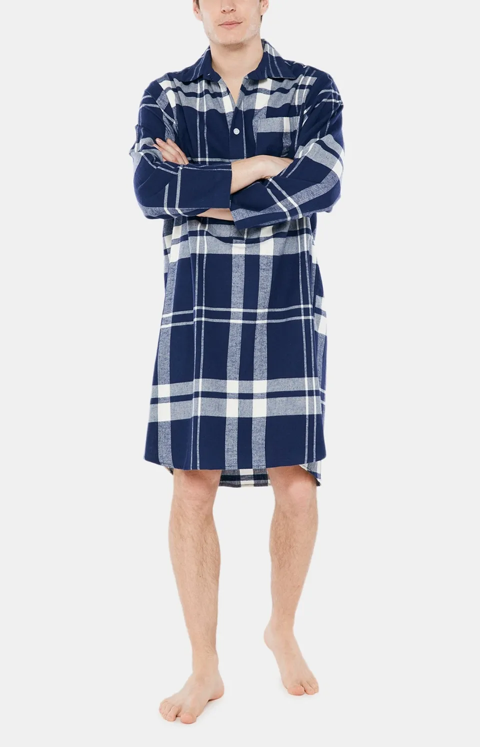 arthur-bob-big-carreaux-chemise-de-nuit-marine-flanelle image 1