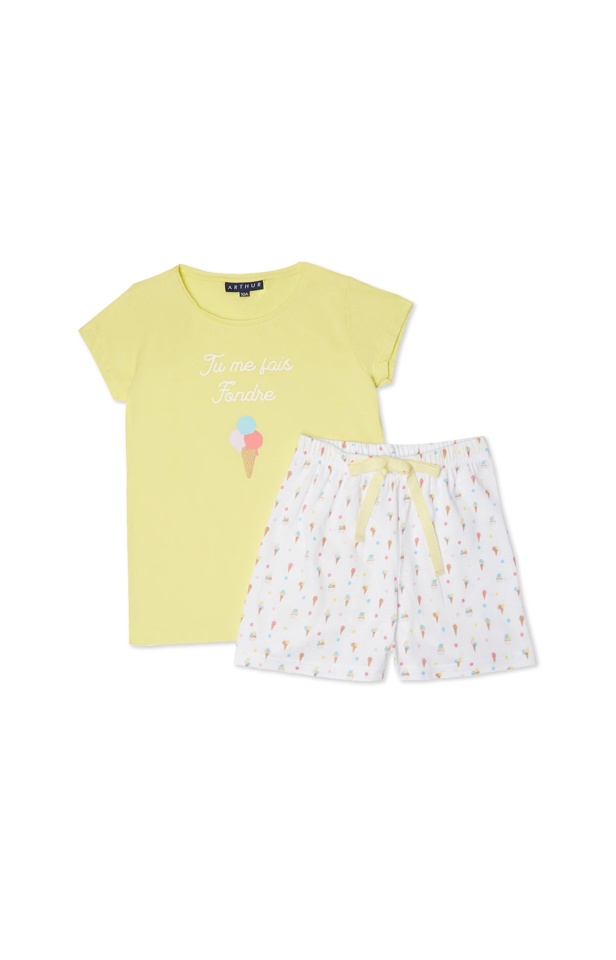 arthur-bob-pyjashort-icecream-blanc-pyjama-fille-coton-bio image 3