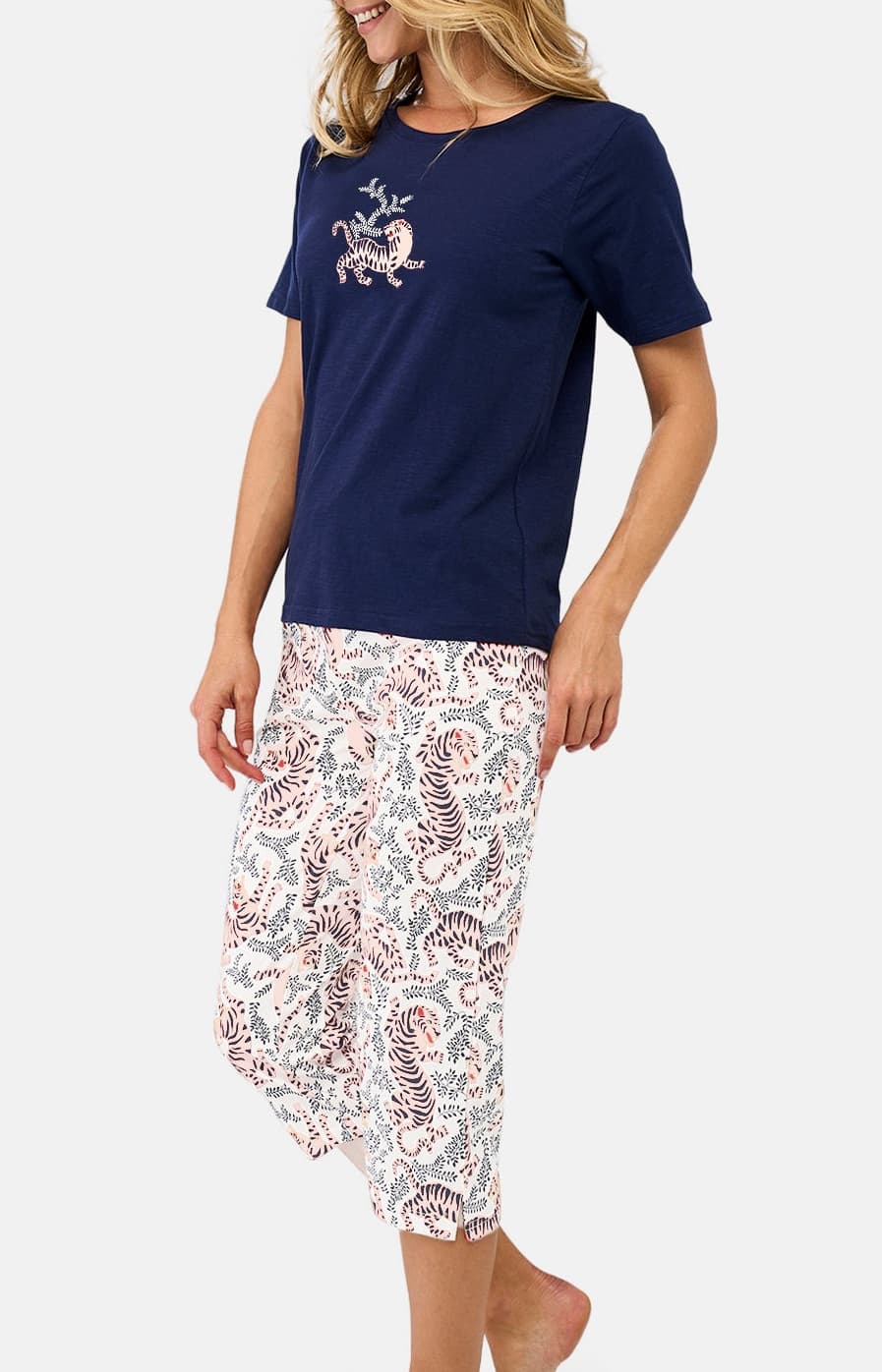 arthur-bob-tigre-pyjama-corsaire-coton-bio-blanc image 2