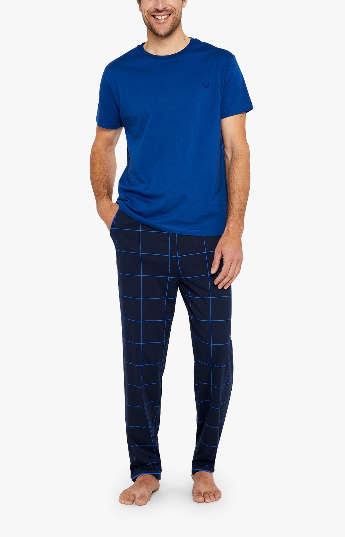 arthur-bob-pantalon-pyjama-carreaux-marine-coton-bio image 1