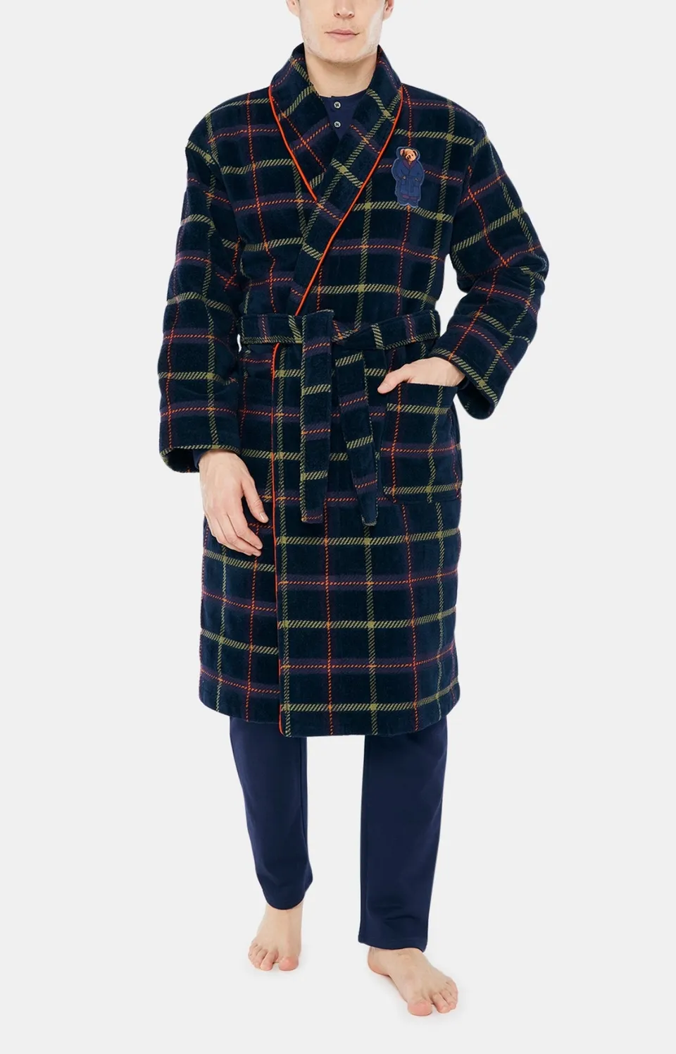 arthur-bob-tartan-folie-peignoir-homme-marine-coton image 1