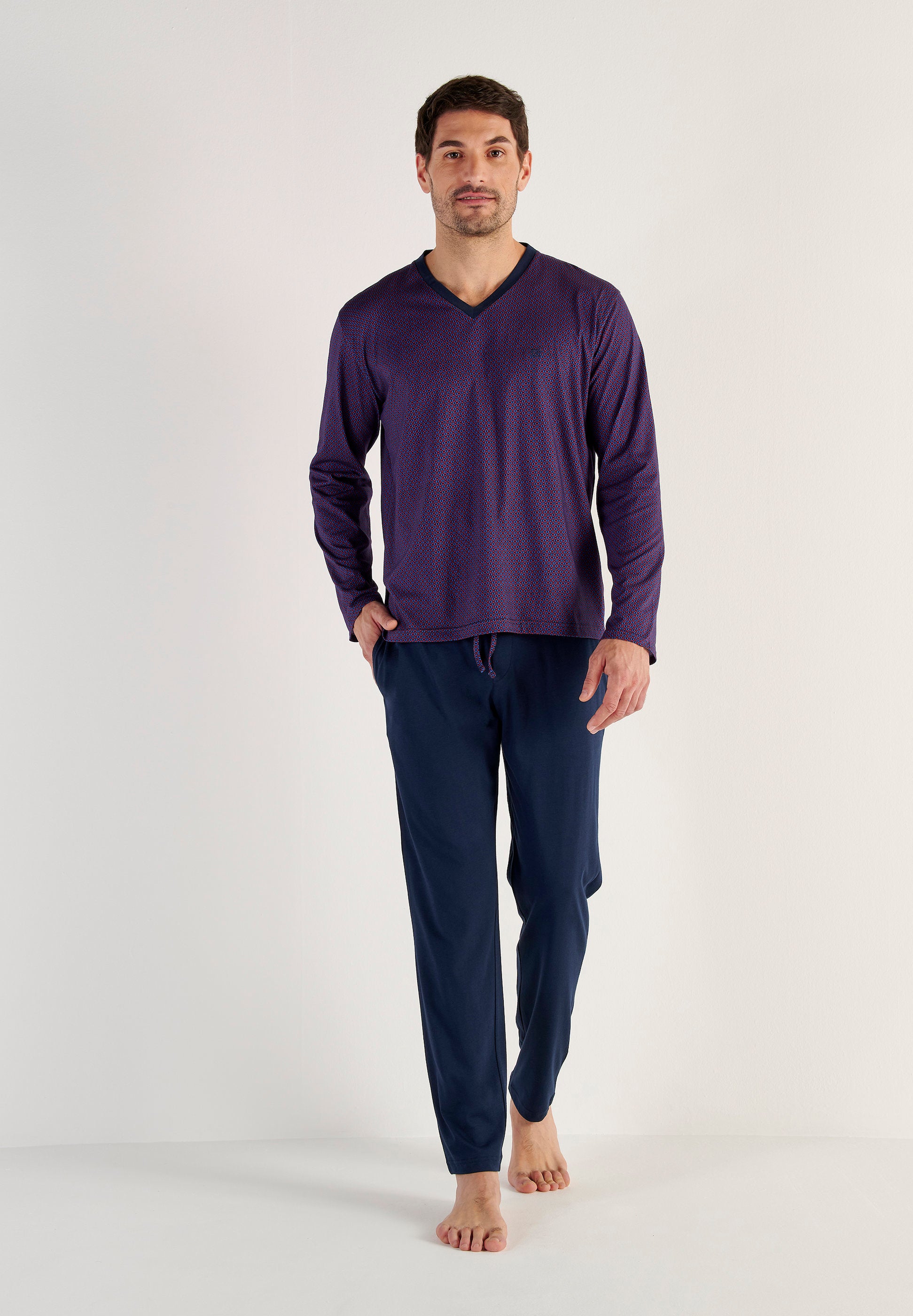 hom-fats-pyjama-long-navy-print-coton-modal image 4