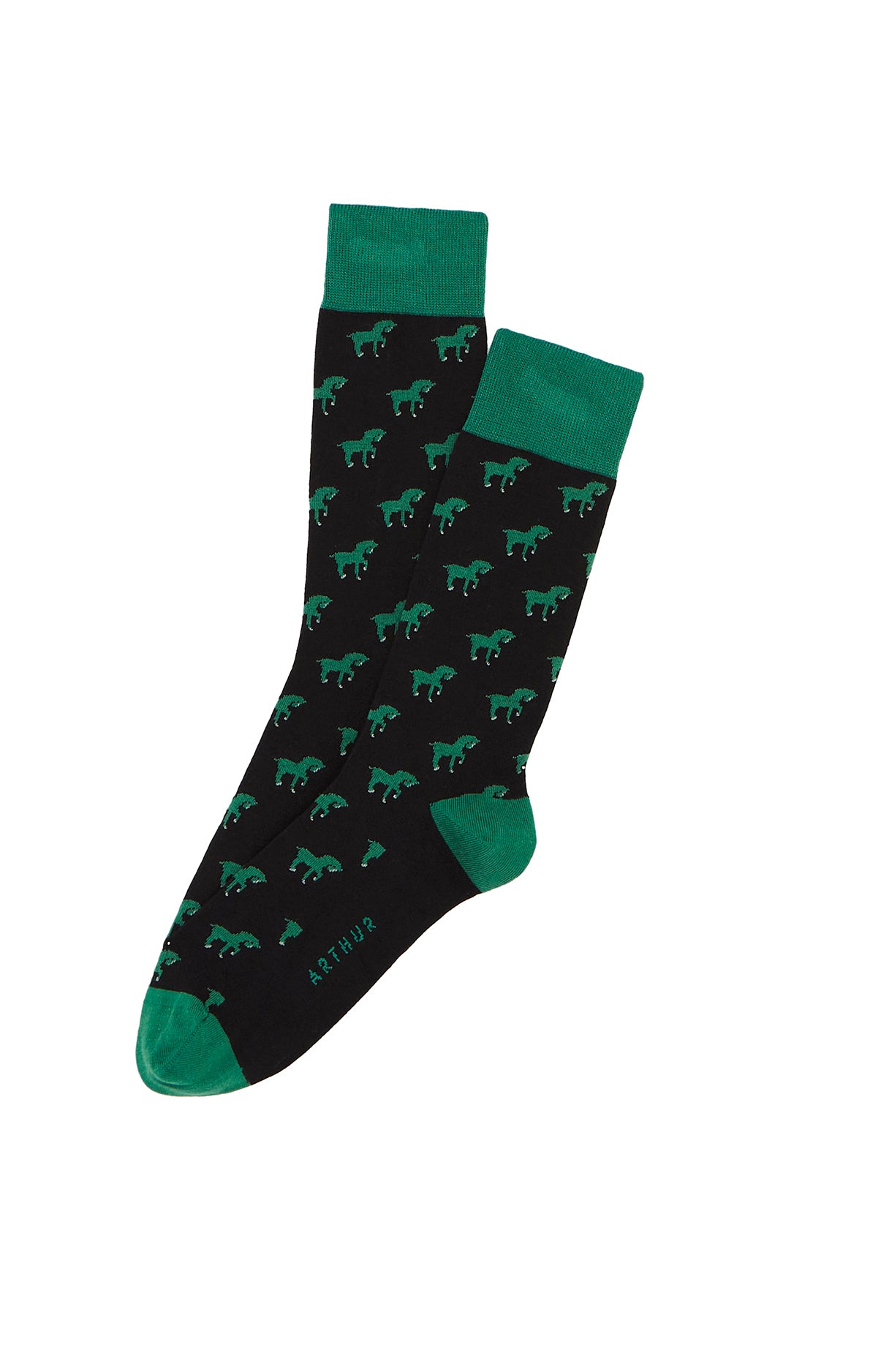 arthur-bob-petits-chevaux-chaussettes-homme-noir-40-46-coton-bio image 1