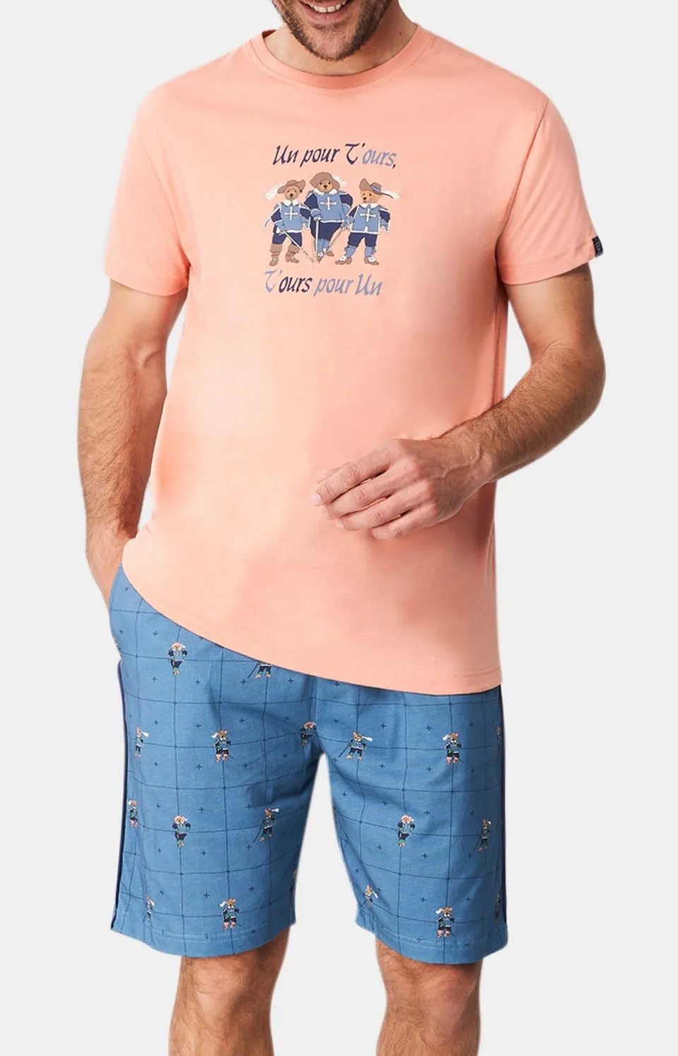 arthur-bob-teddy-pyjashort-homme-bleu-coton-bio image 1