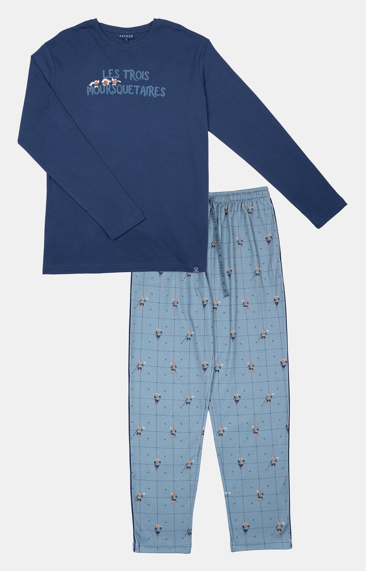 arthur-bob-pyjama-mou-r-squetaires-bleu-coton-bio-chaud image 3