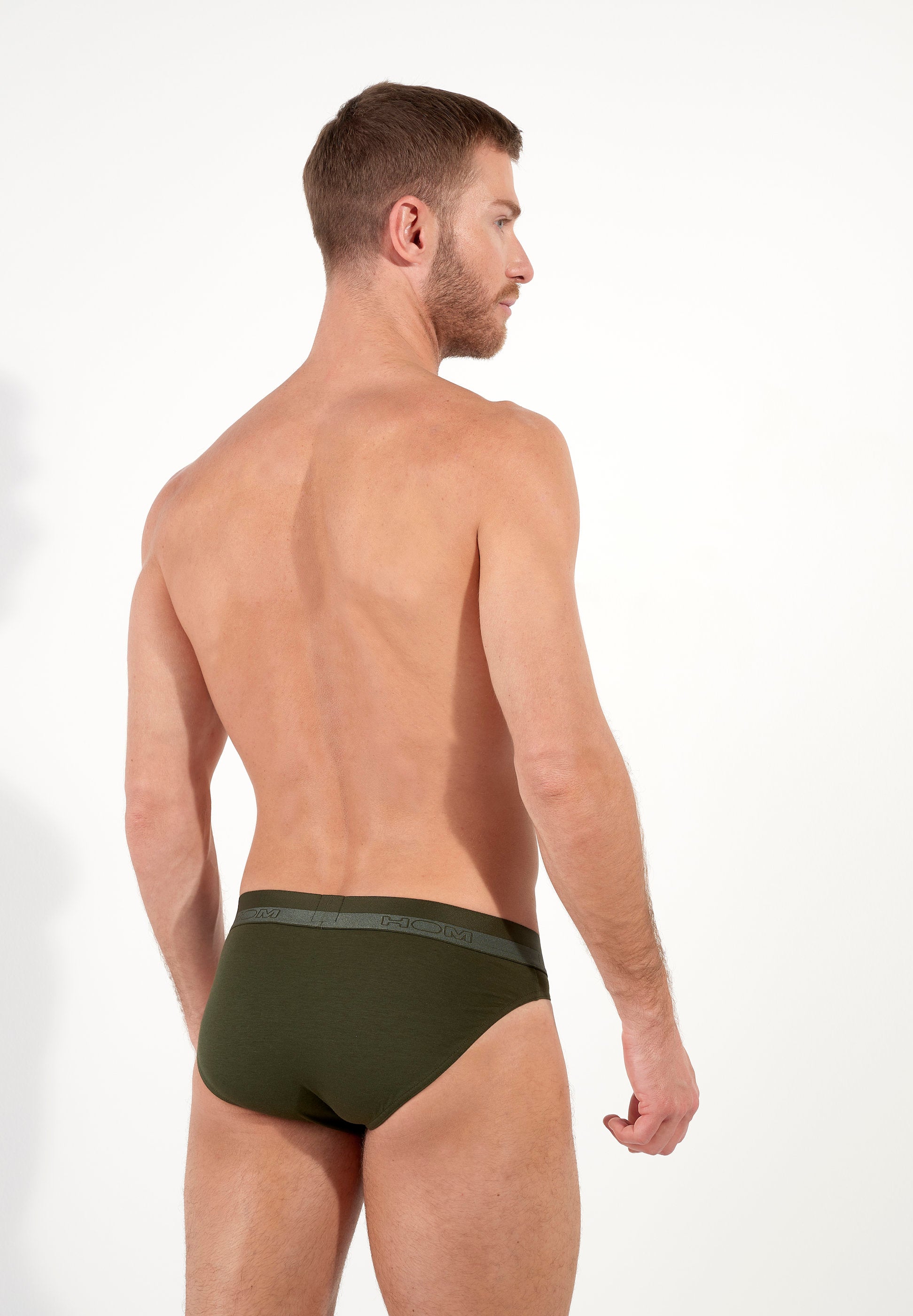 hom-classic-mini-briefs-slip-homme-kaki-fonc-coton-modal image 3