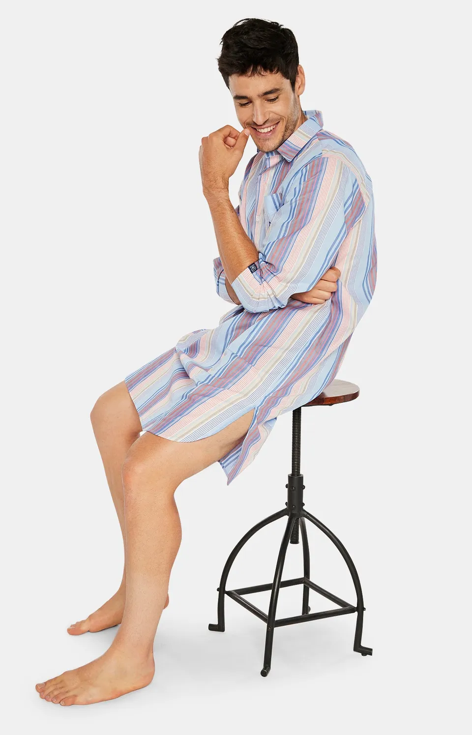arthur-bob-tampa-chemise-de-nuit-homme-bleu-l-rayures image 1