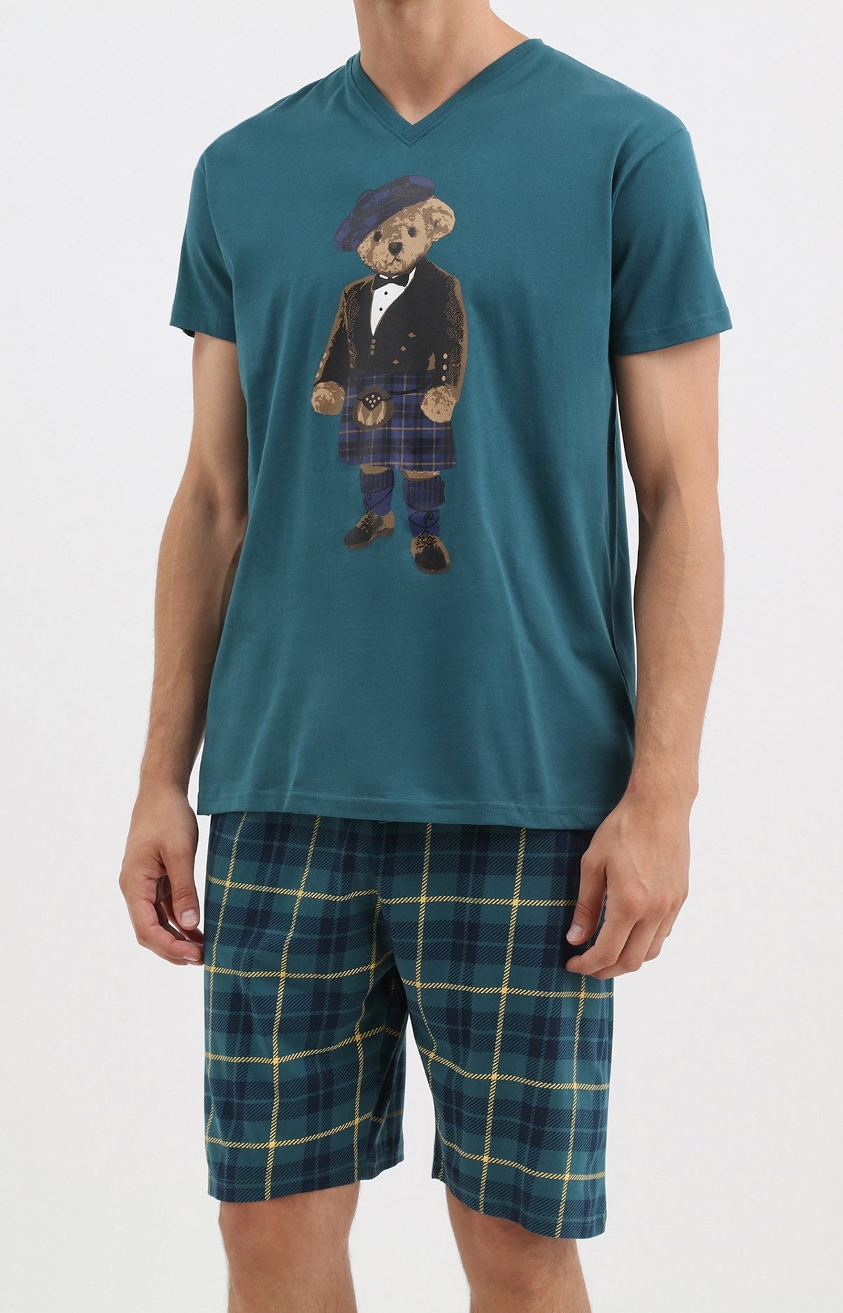 arthur-bob-ecossais-pyjashort-homme-vert-coton image 1