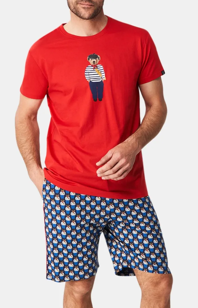arthur-bob-teddy-in-paris-pyjashort-homme-marine-coton-bio image 1