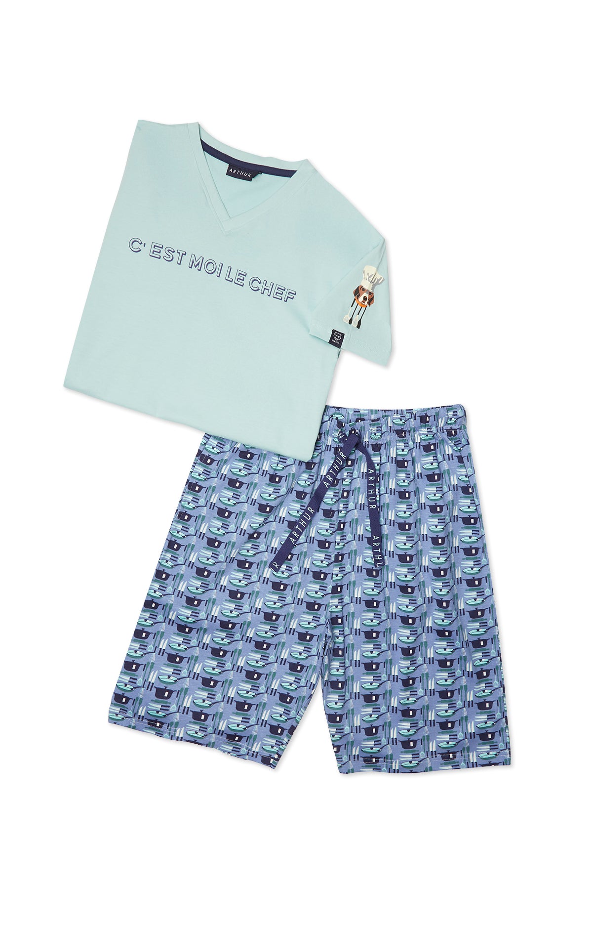 arthur-bob-c-est-moi-le-chef-pyjashort-bleu-coton-bio image 3