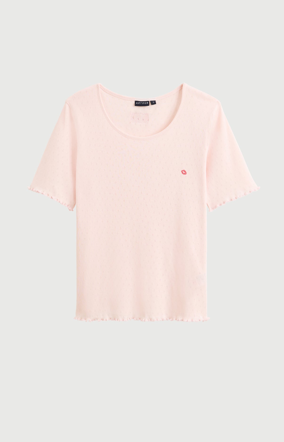 arthur-bob-kiss-tee-shirt-femme-coton-pointelle-nude image 3