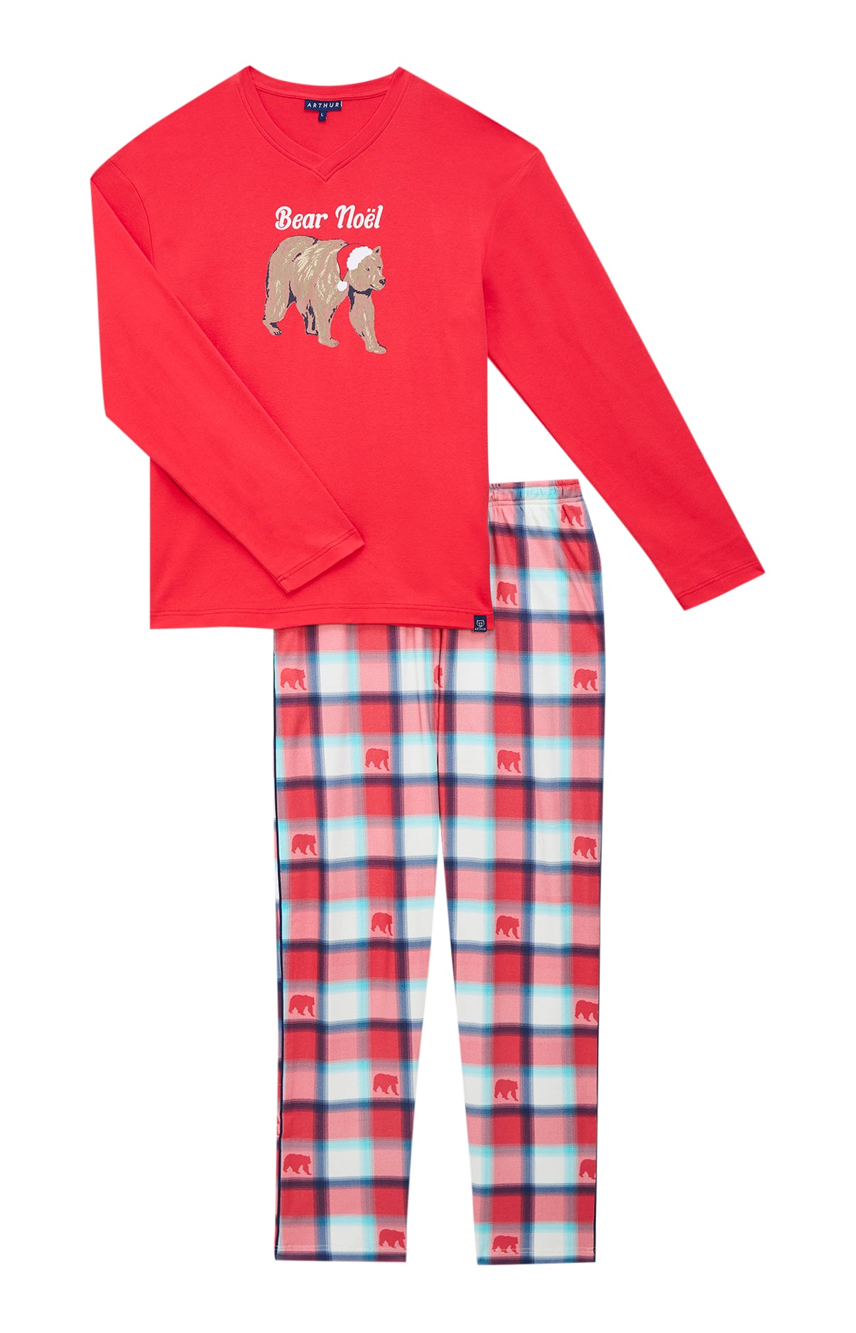 arthur-bob-bear-no-l-pyjama-homme-coton-bio-rouge image 3