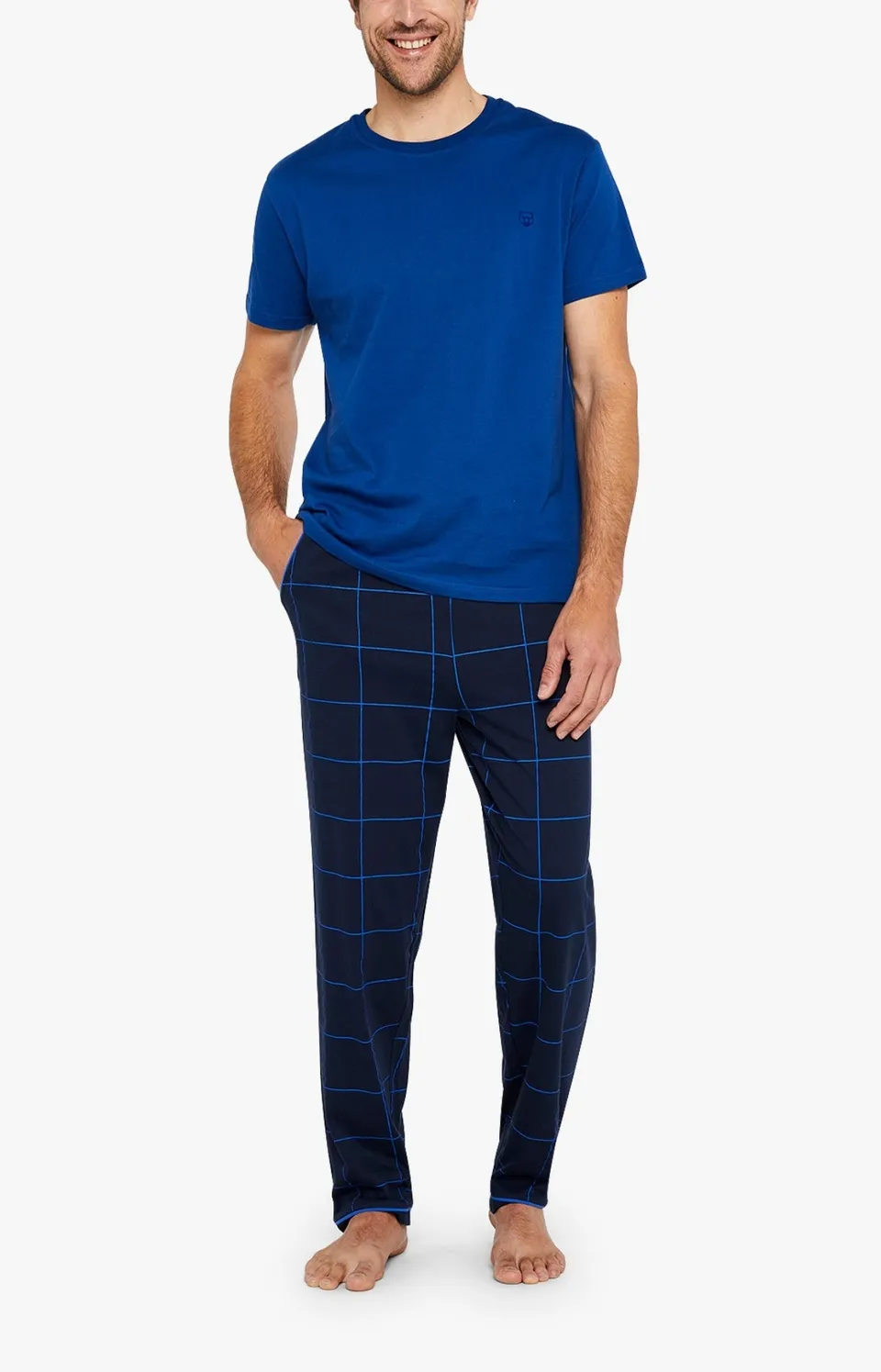 arthur-bob-pantalon-pyjama-carreaux-marine-coton-bio image 1