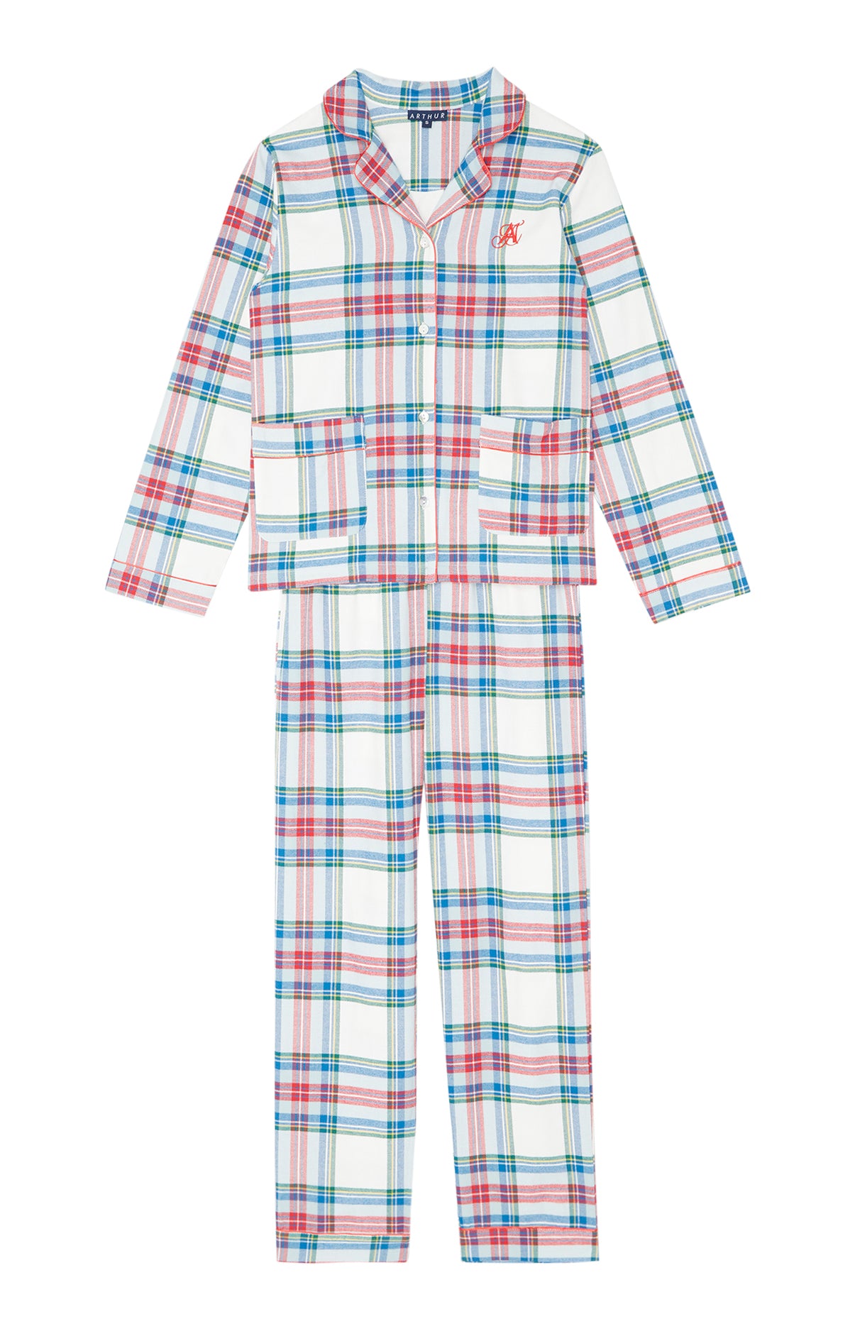 arthur-bob-pyjama-logan-flanelle-blanc-boutonn-pilou-femme image 3