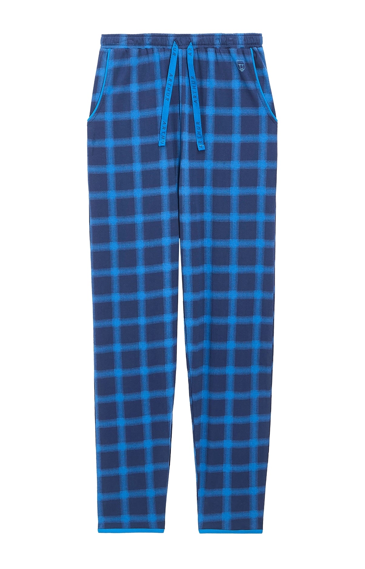 arthur-bob-carreaux-pantalon-pyjama-coton-marine-homme image 3