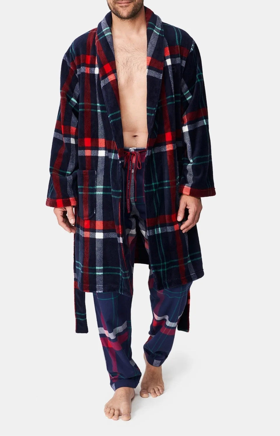 arthur-bob-carreaux-hugo-robe-de-chambre-homme-marine-polaire image 1