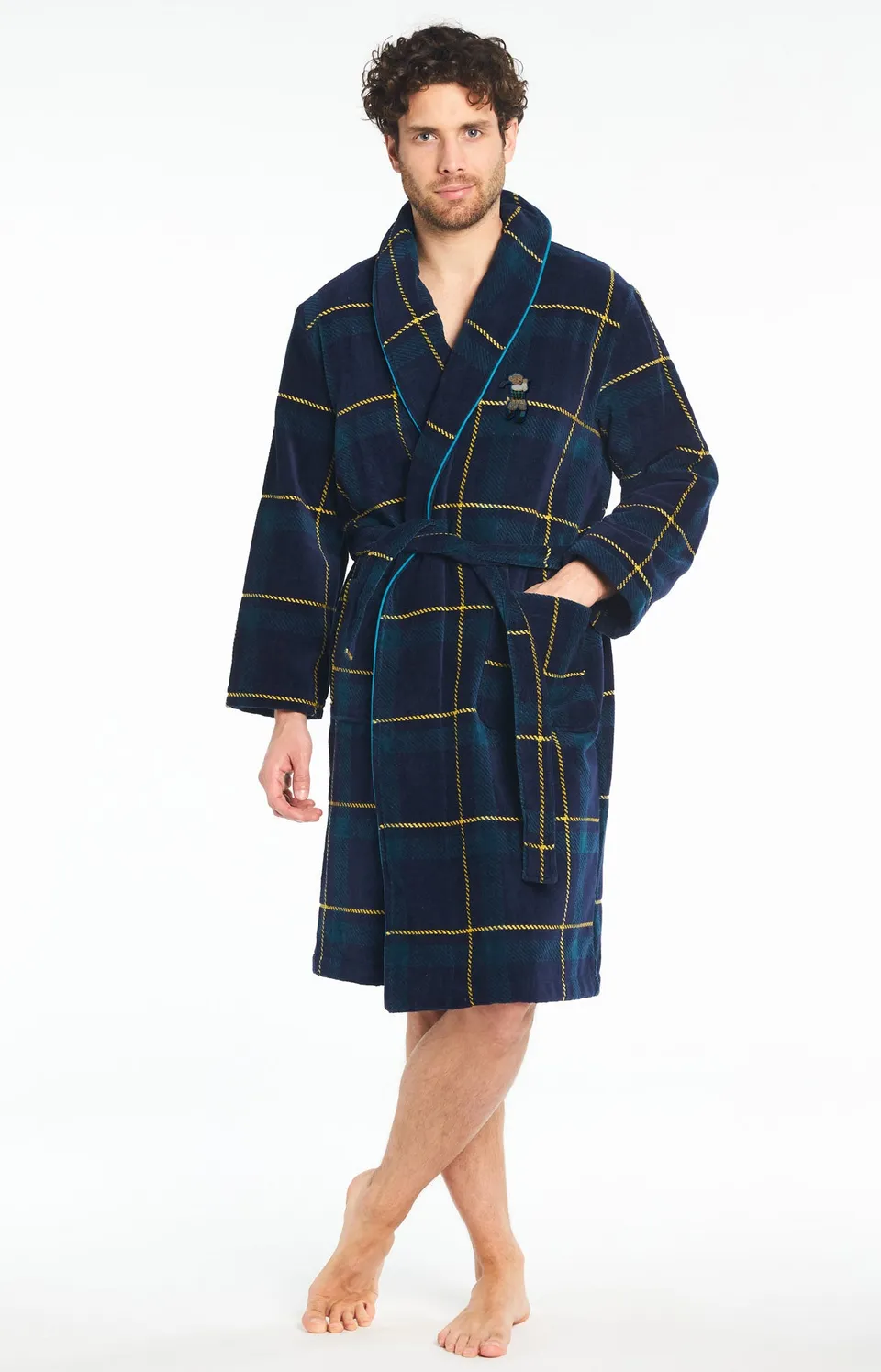 arthur-bob-benjamin-peignoir-homme-marine-velours image 1