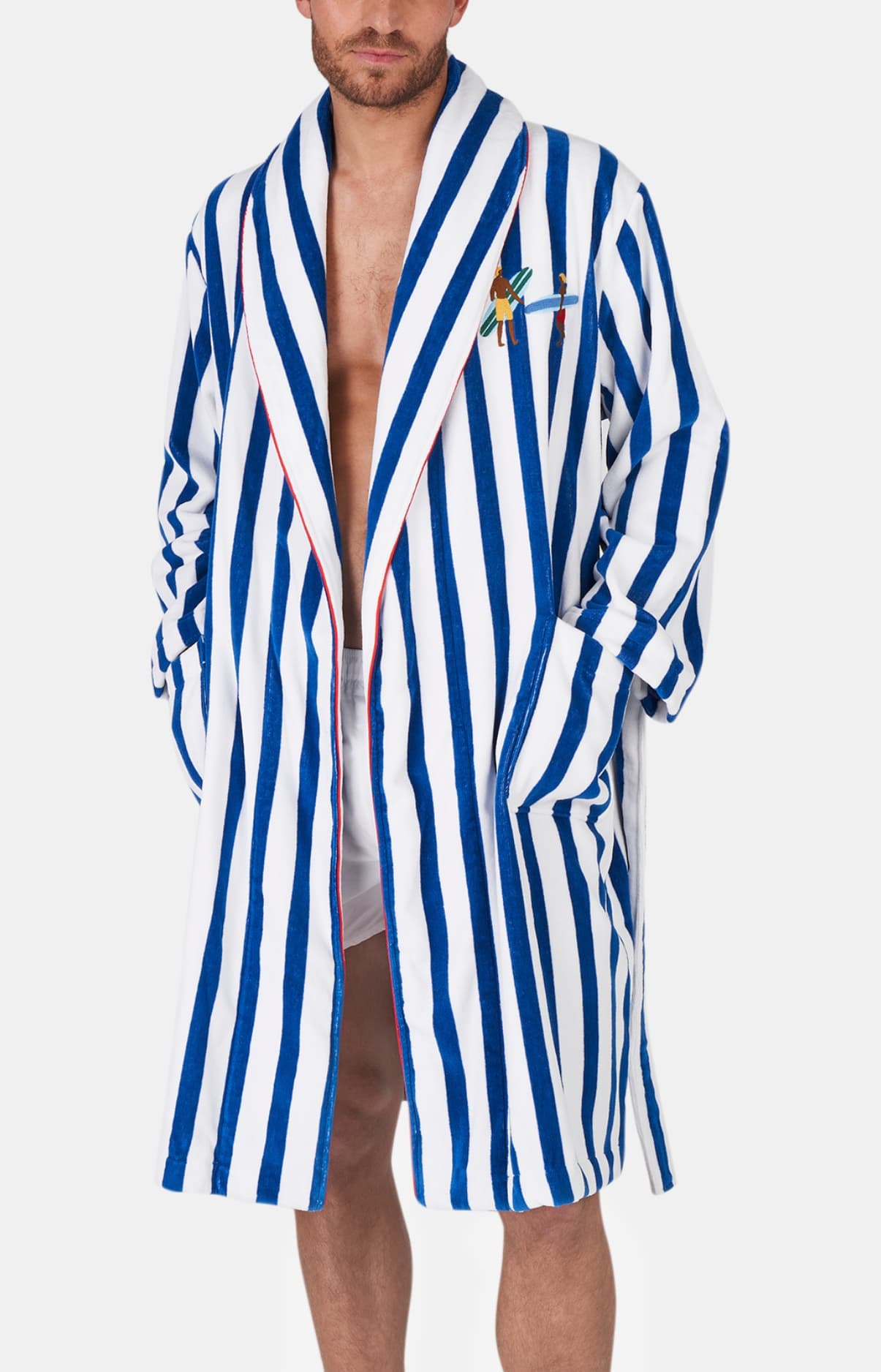 arthur-bob-surf-peignoir-bleu-l-rayures-coton image 1