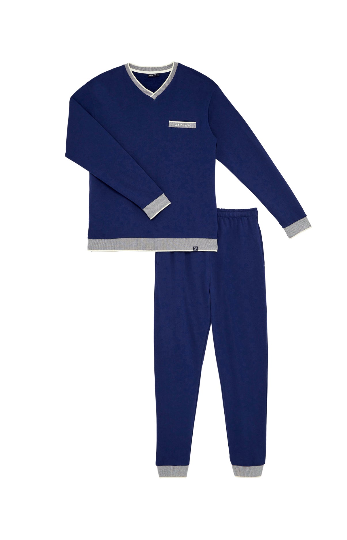 arthur-bob-pyjama-coton-bio-homme-marine-manches-longues image 3