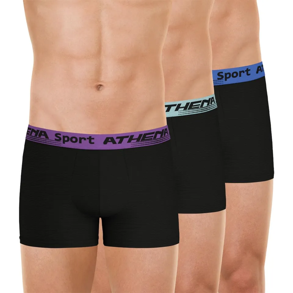 athena-daily-sport-air-lot-3-boxers-homme-noir-gris-marine image 1