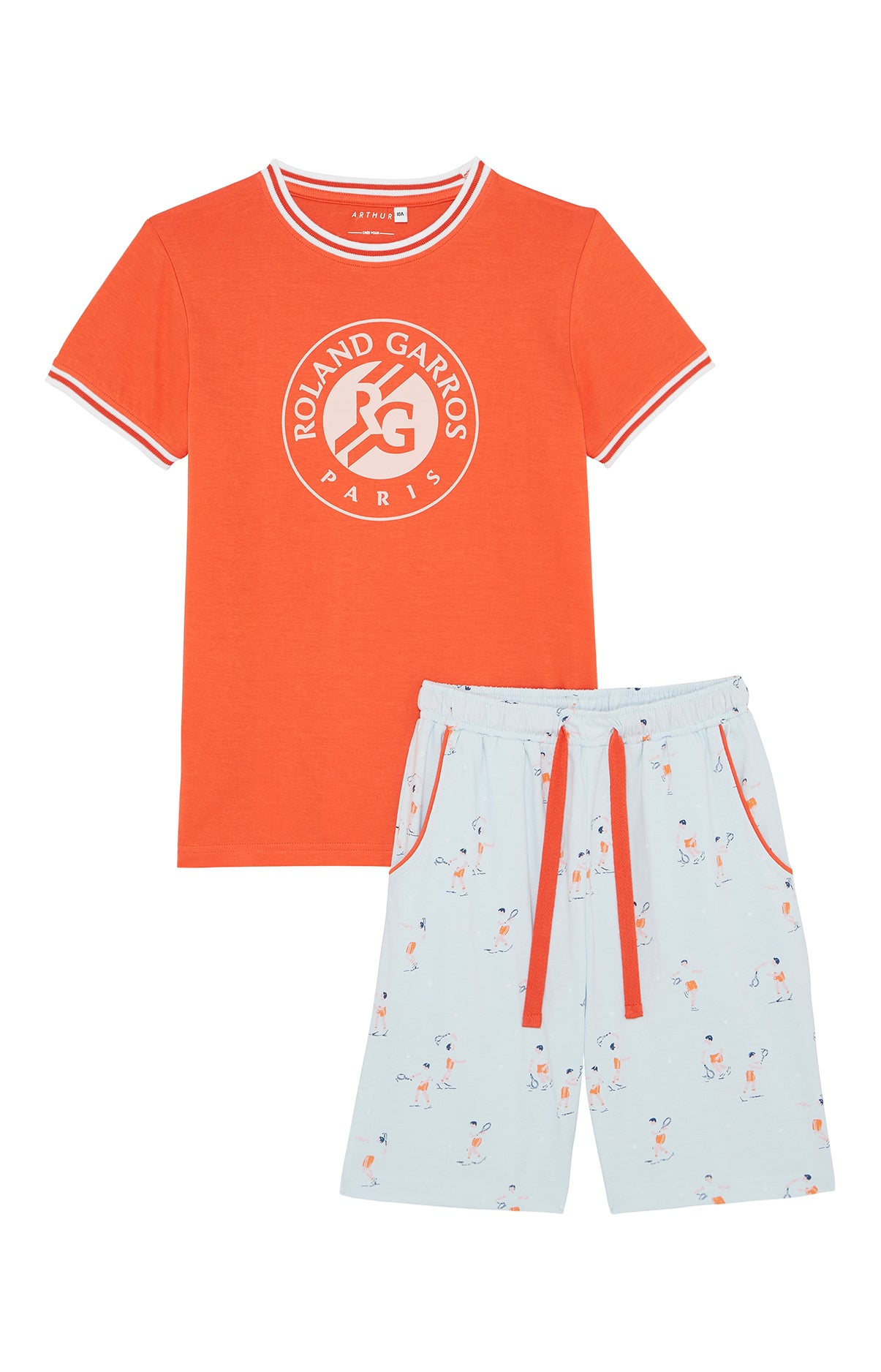 arthur-bob-pyjashort-roland-garros-orange-coton-bio image 3