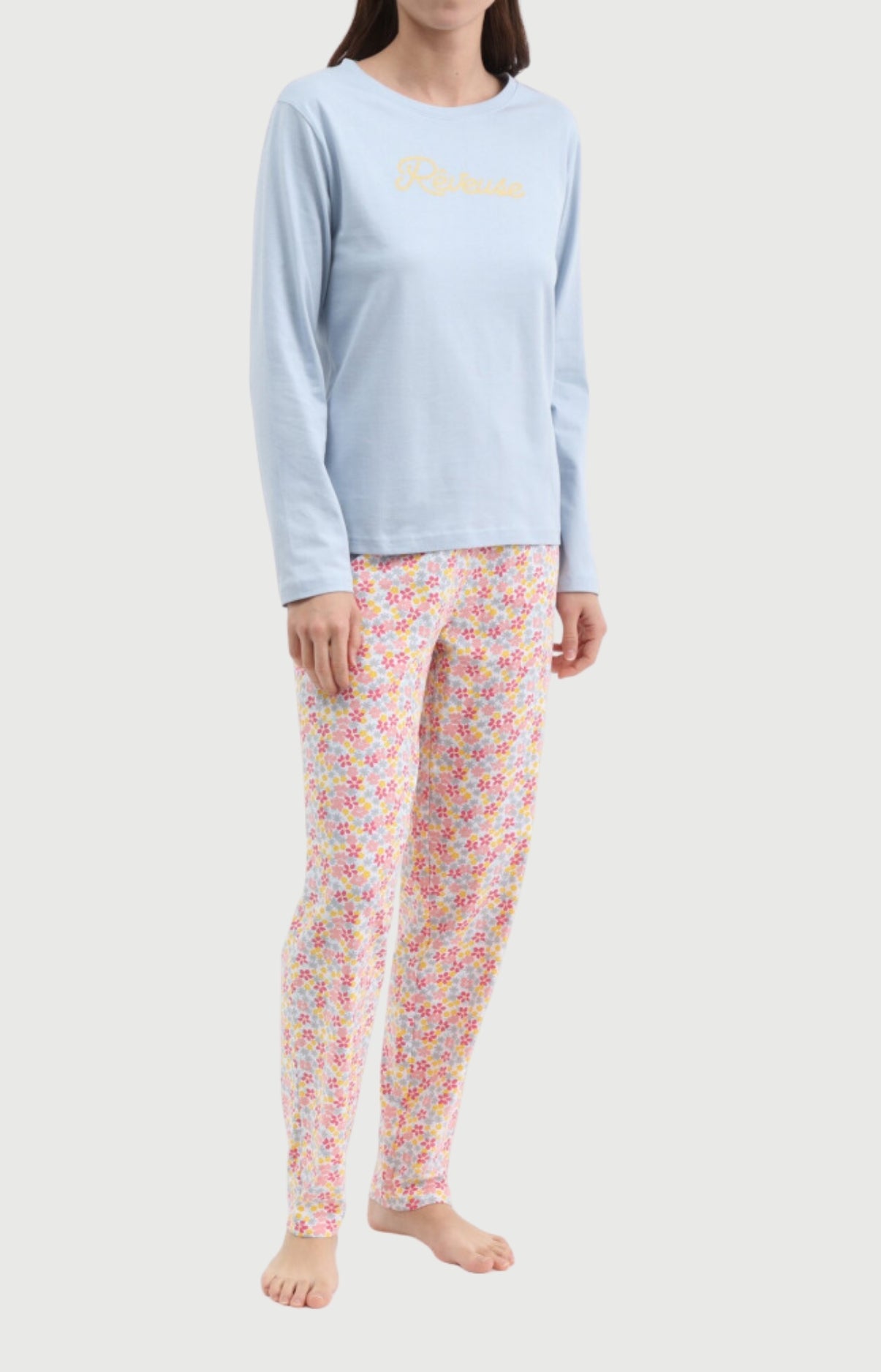 arthur-bob-r-veuse-pyjama-long-coton-rose image 1