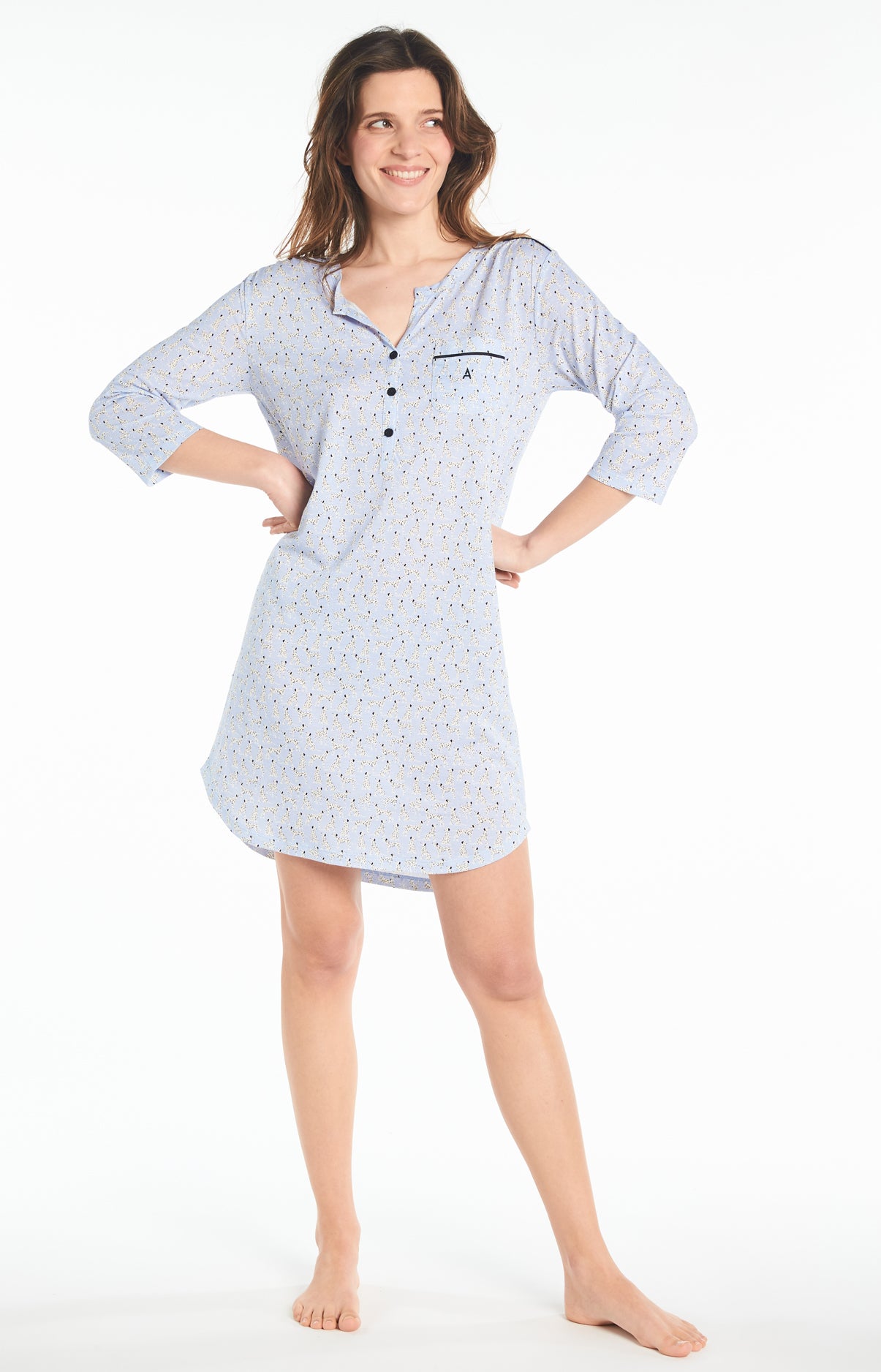 arthur-bob-dalmatien-chemise-de-nuit-coton-ciel-courte image 6