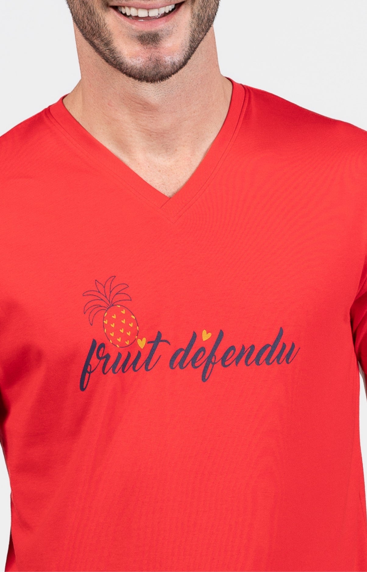 arthur-bob-fruit-d-fendu-pyjashort-homme-marine-coton image 2