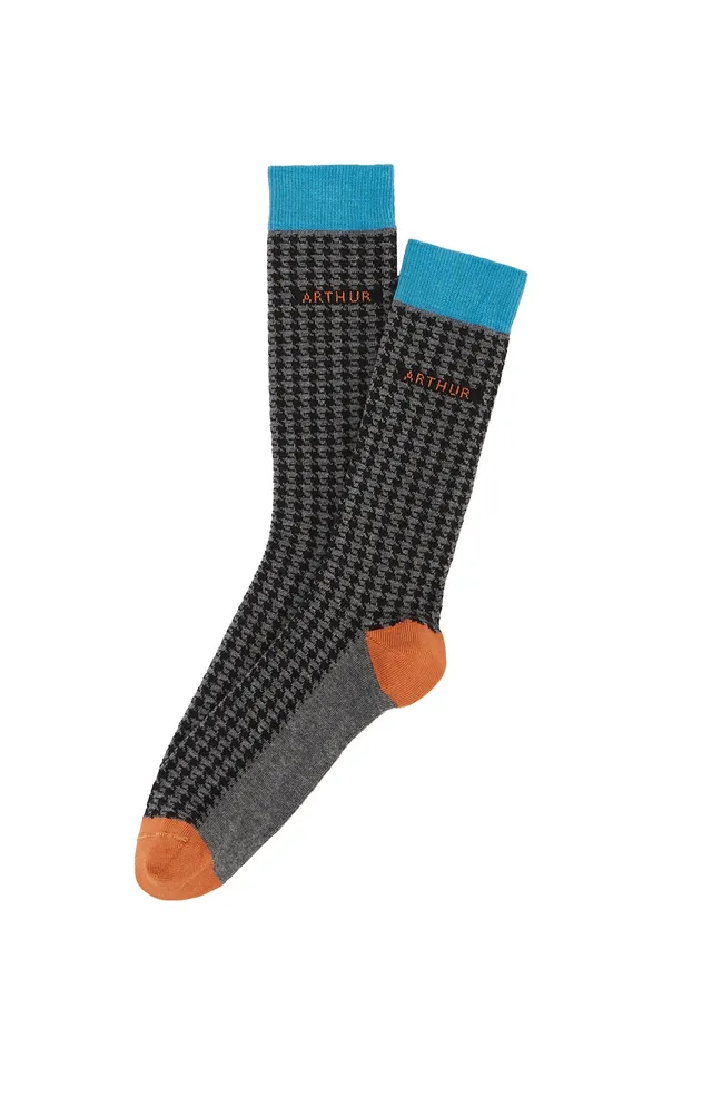 arthur-bob-pied-de-poule-chaussettes-noir-coton-bio image 1