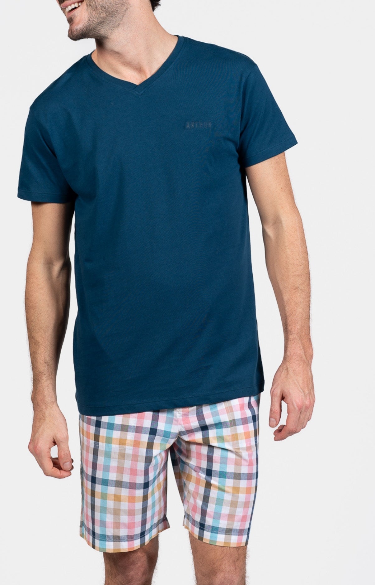 arthur-bob-criston-pyjashort-homme-rose-coton image 1