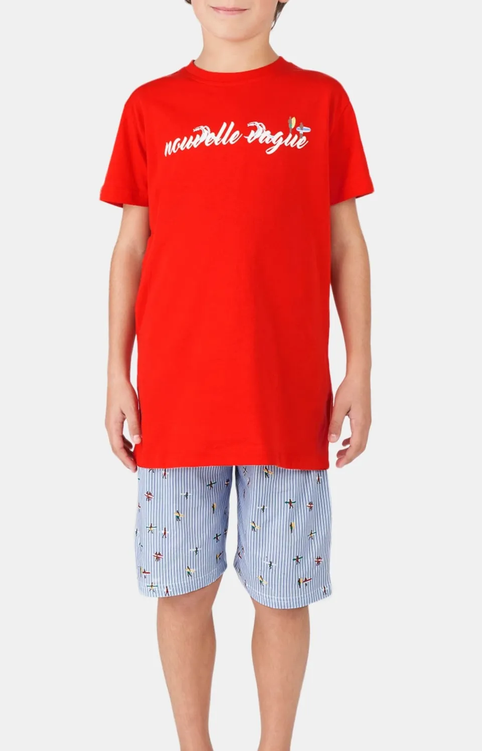 arthur-bob-nouvelle-vague-pyjashort-enfant-bleu-coton-bio image 1