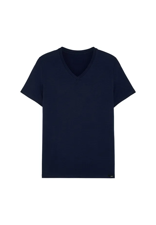 hom-tencel-soft-t-shirt-col-v-homme-marine-lyocell image 1