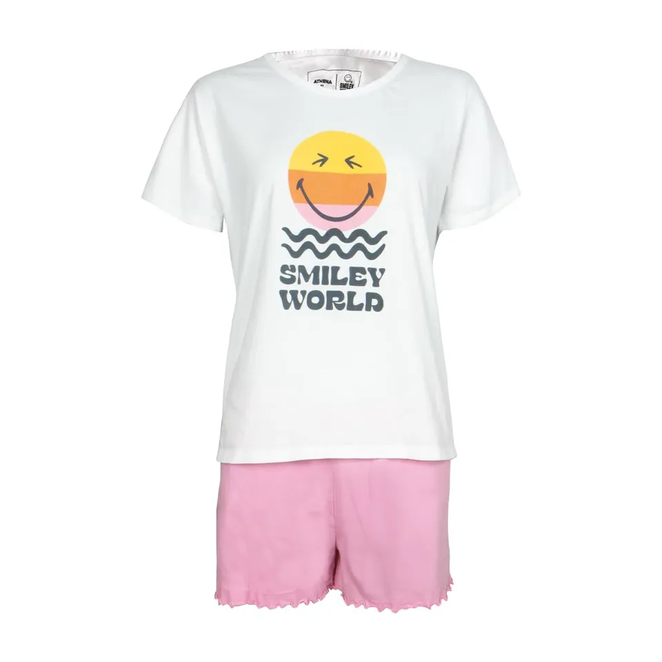 athena-graphic-pyjama-court-femme-m-coton-smiley image 1