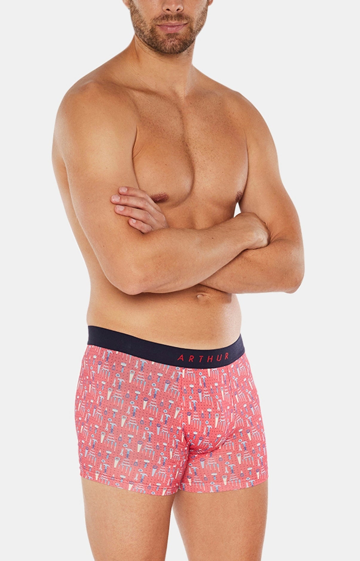 arthur-bob-bricolage-boxer-homme-rouge-coton-bio image 2