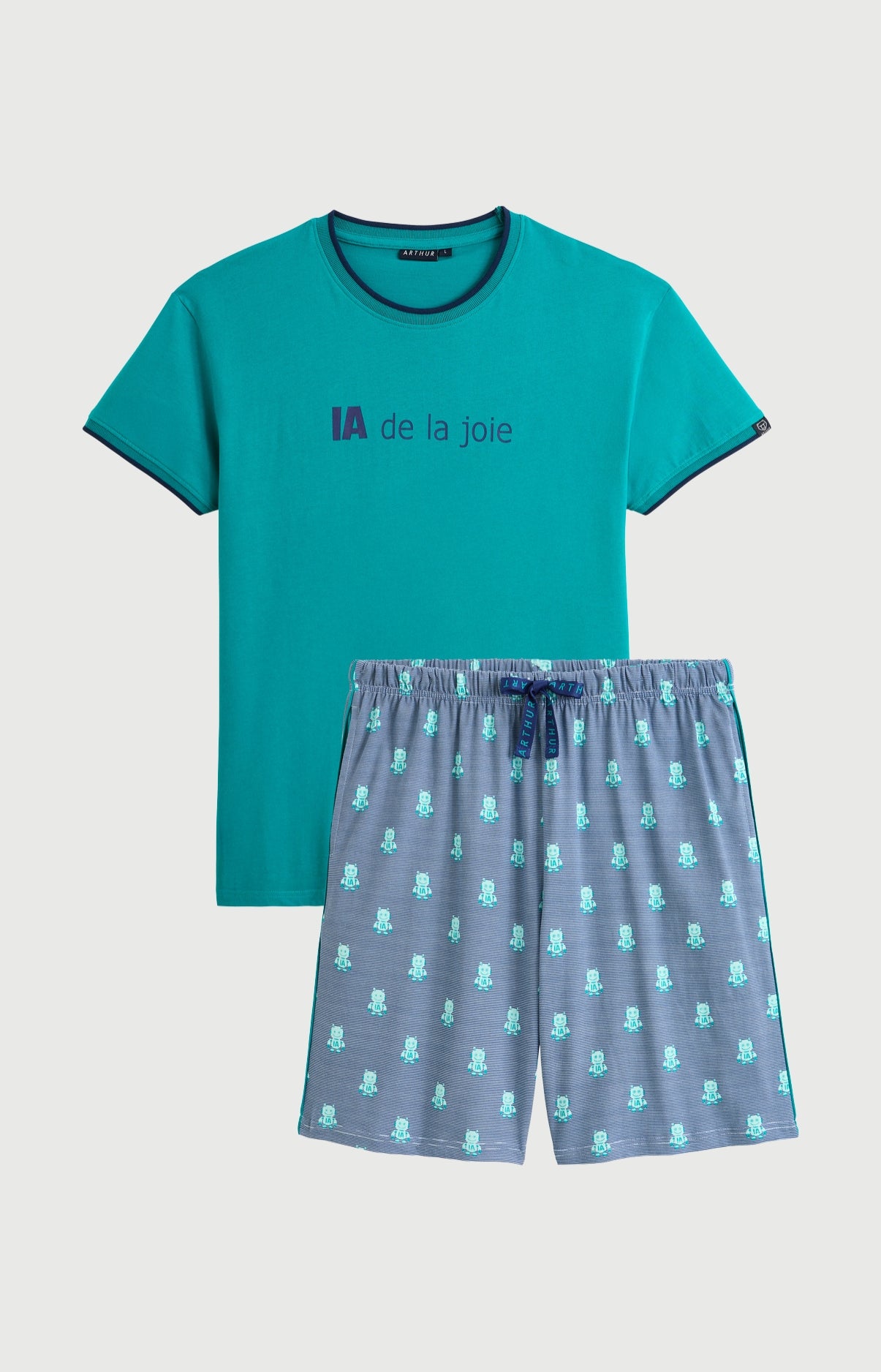 arthur-bob-ia-de-la-joie-pyjashort-homme-bleu-coton-bio image 3