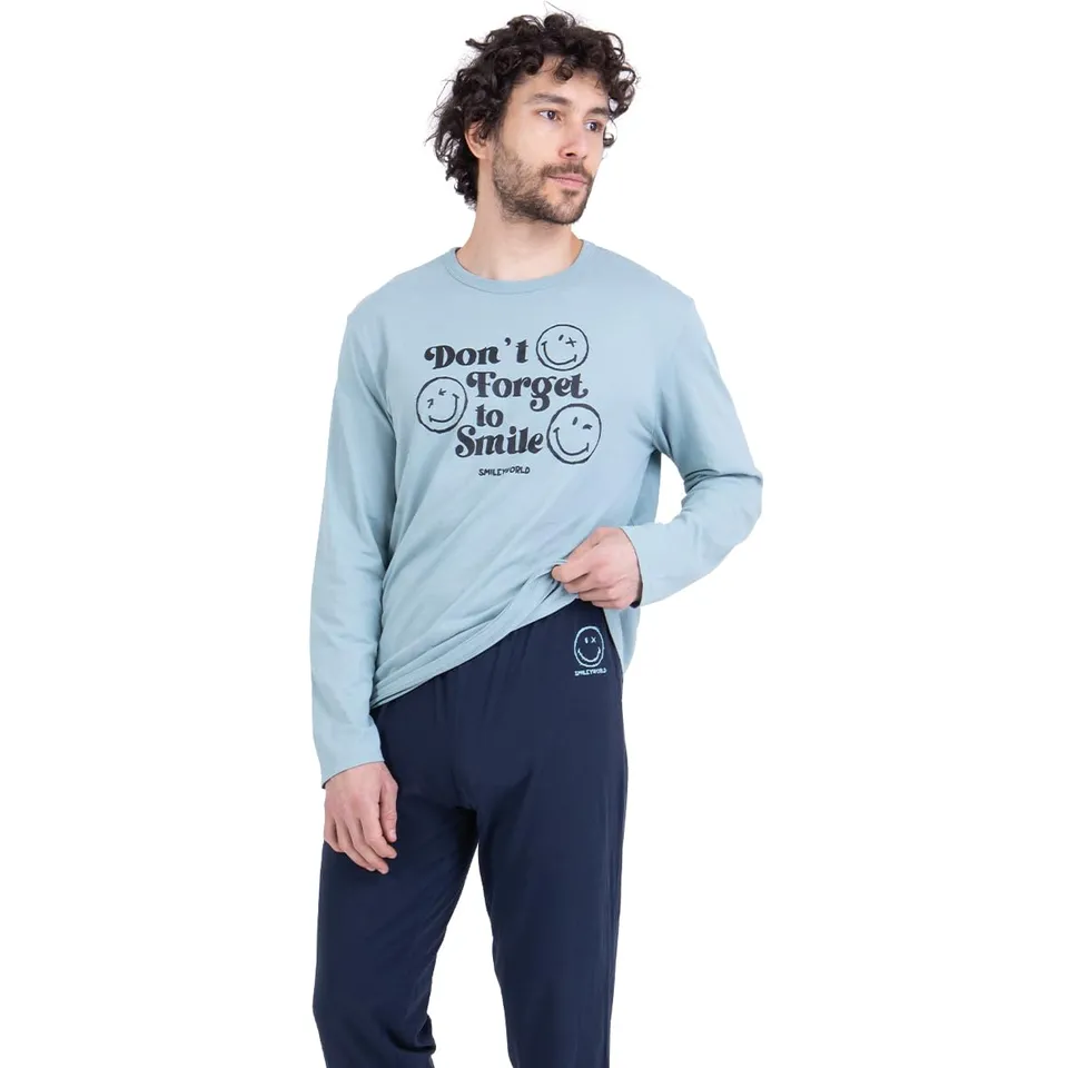 athena-graphic-pyjama-long-homme-l-smileyworld-coton image 1