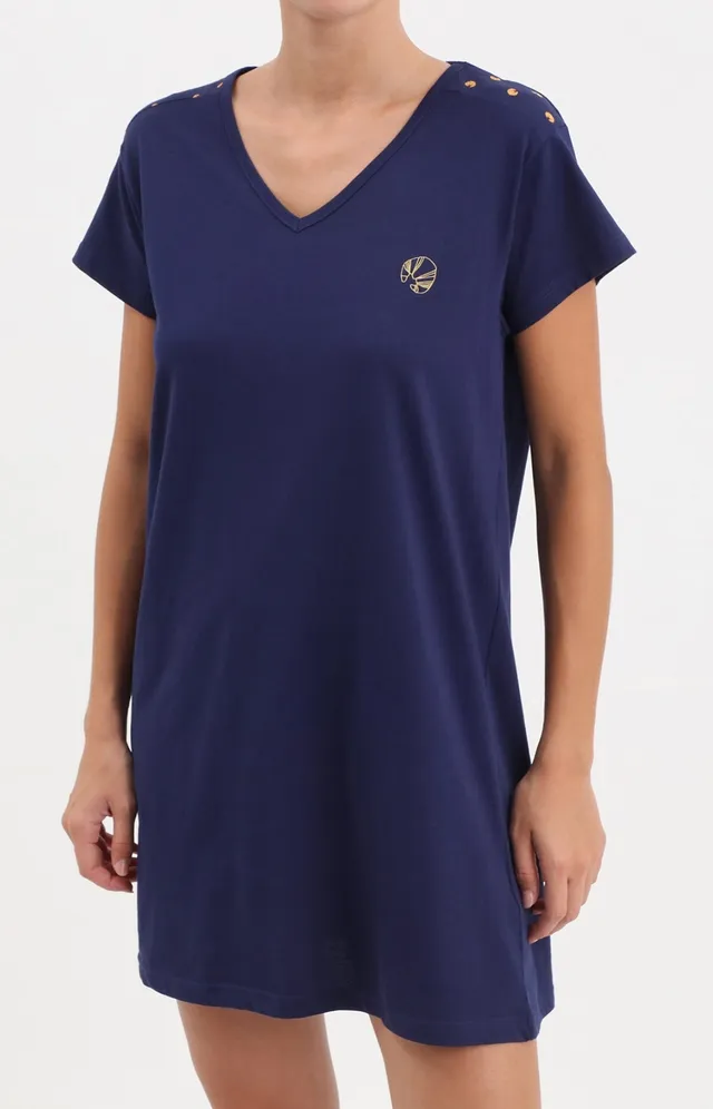 arthur-viennoiserie-chemise-de-nuit-coton-marine-90-cm image 1