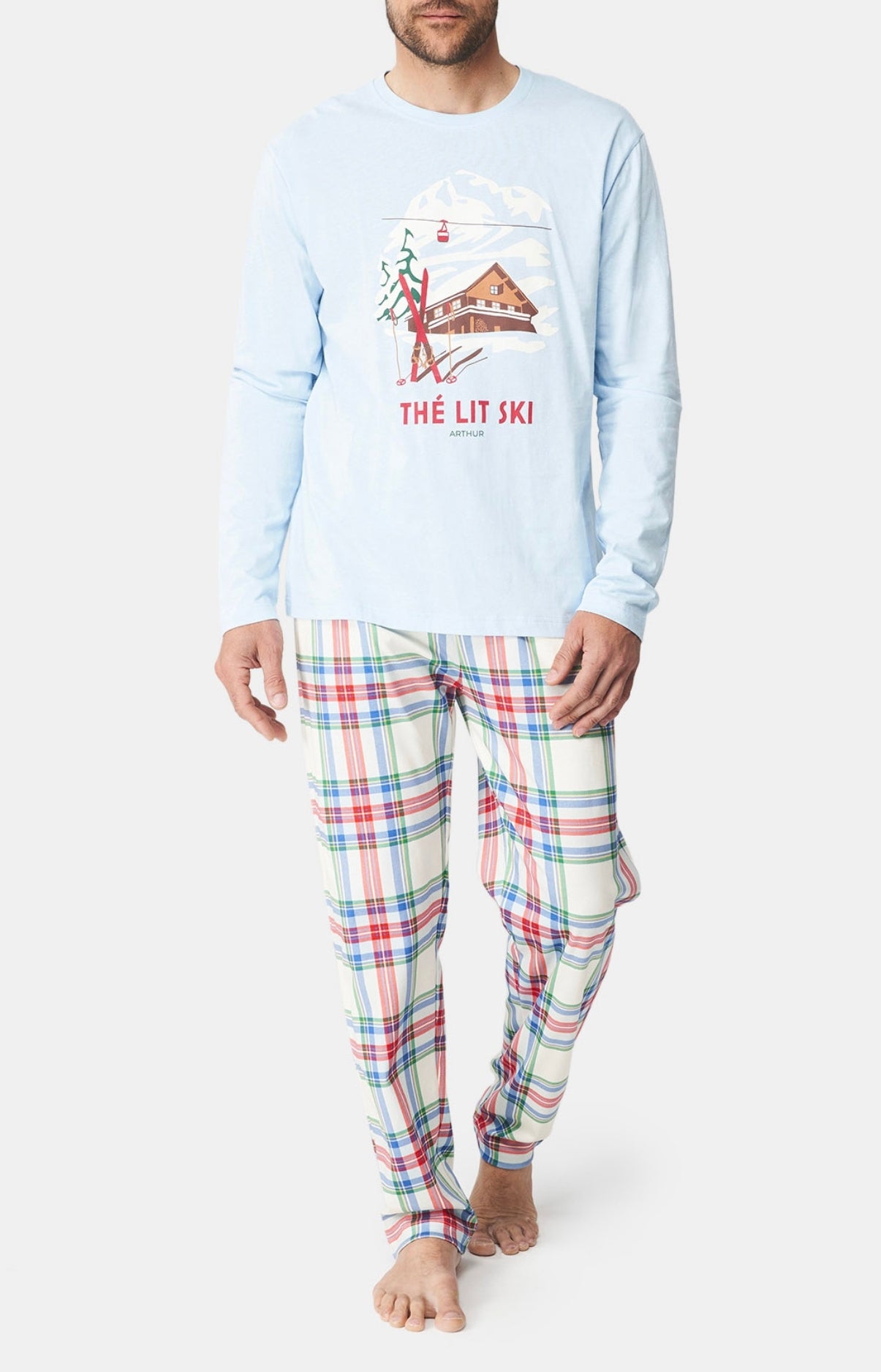 arthur-bob-th-lit-ski-pyjama-homme-blanc-coton-bio image 1
