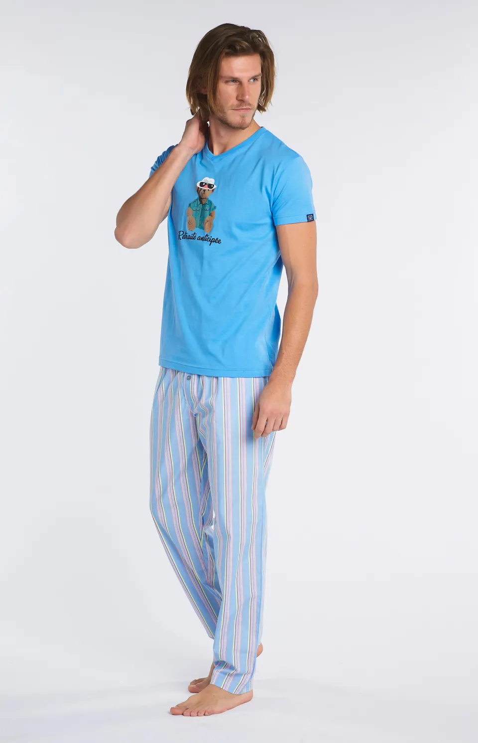 arthur-bob-pyjama-long-teddy-azur-jersey-coton-homme image 1